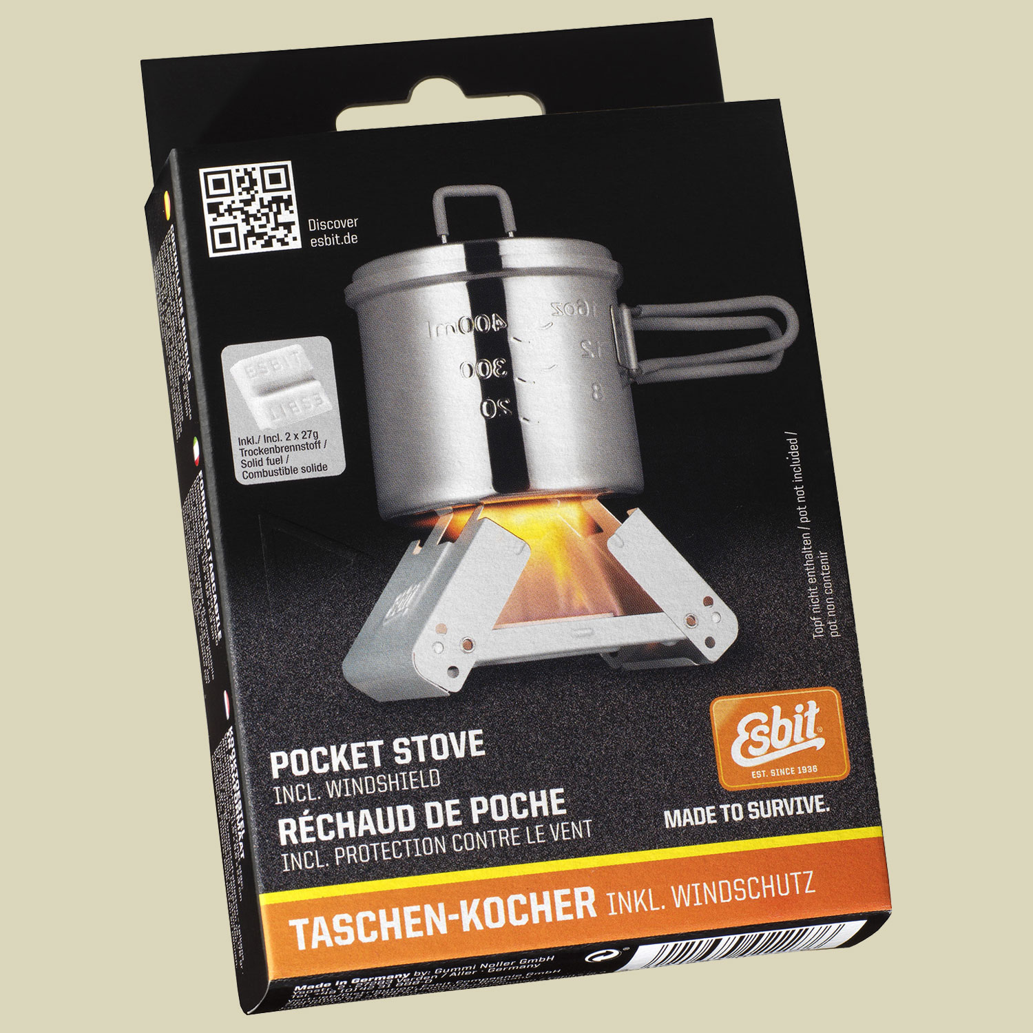 Taschenkocher mit Windschutz