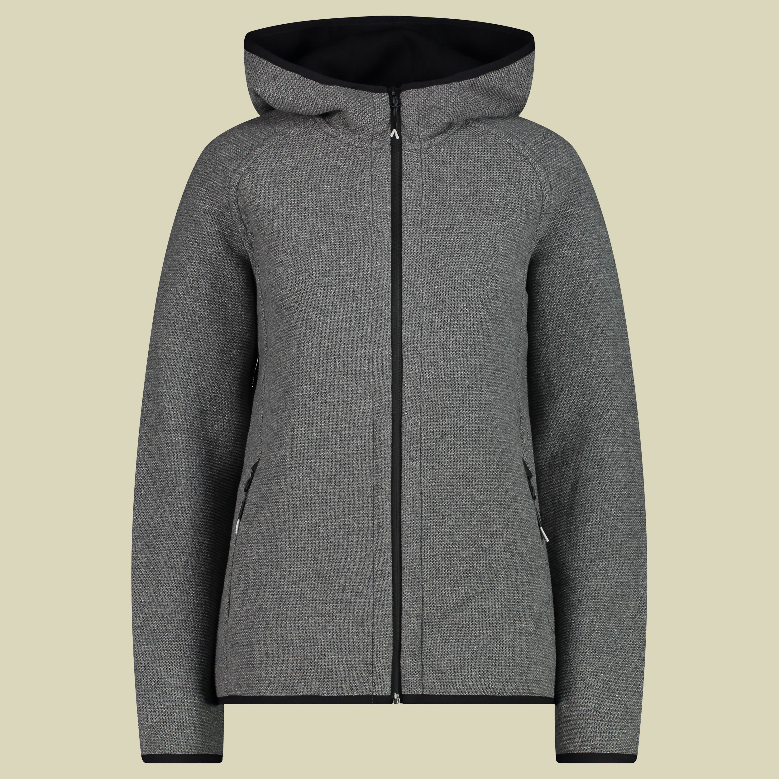 Woman Jacket Fix Hood Bonded Wooltech 33M3916 Größe 38 Farbe fumo mel.-nero