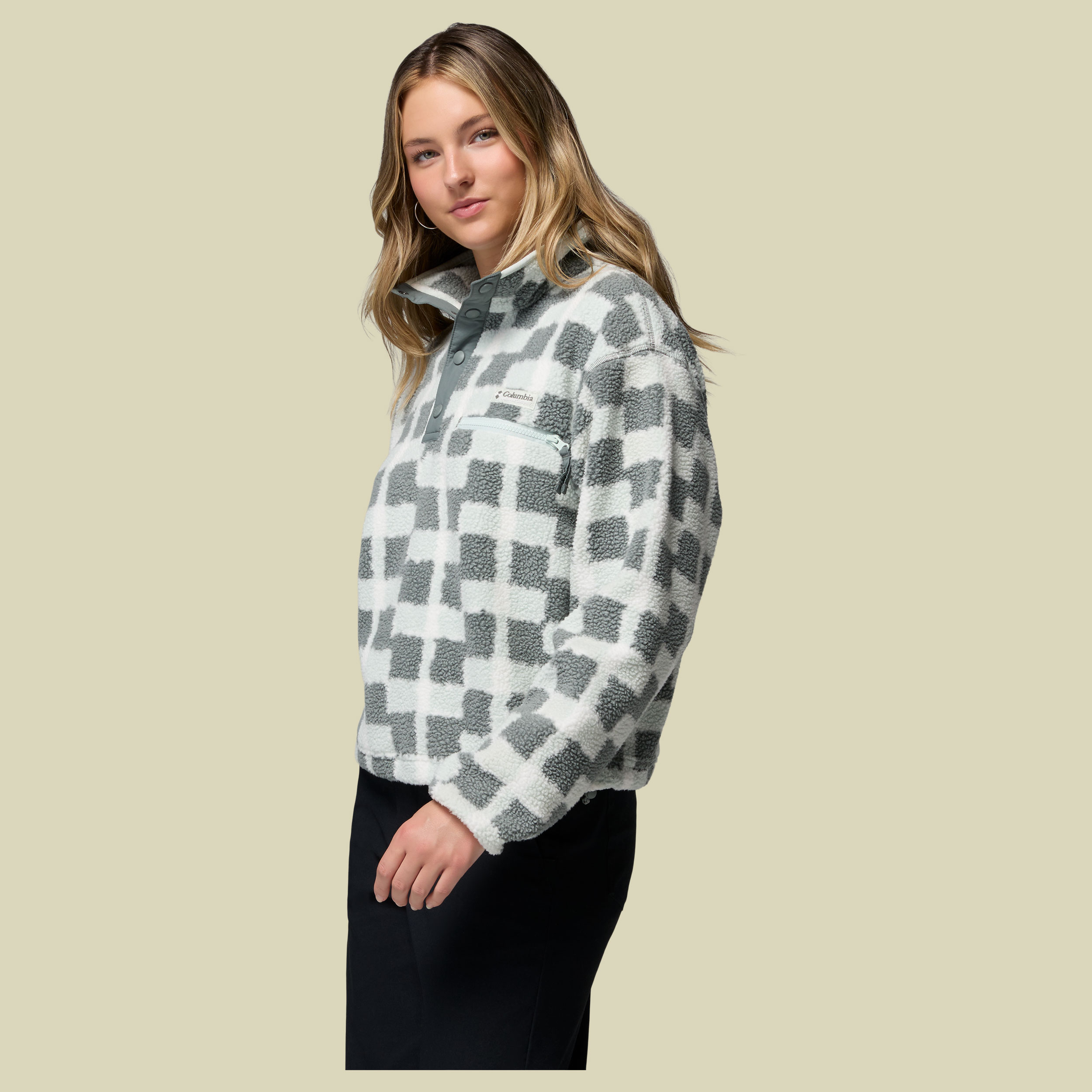 Helvetia II Printed Cropped Half Snap Women XL grün1 - sedona sage, geostack