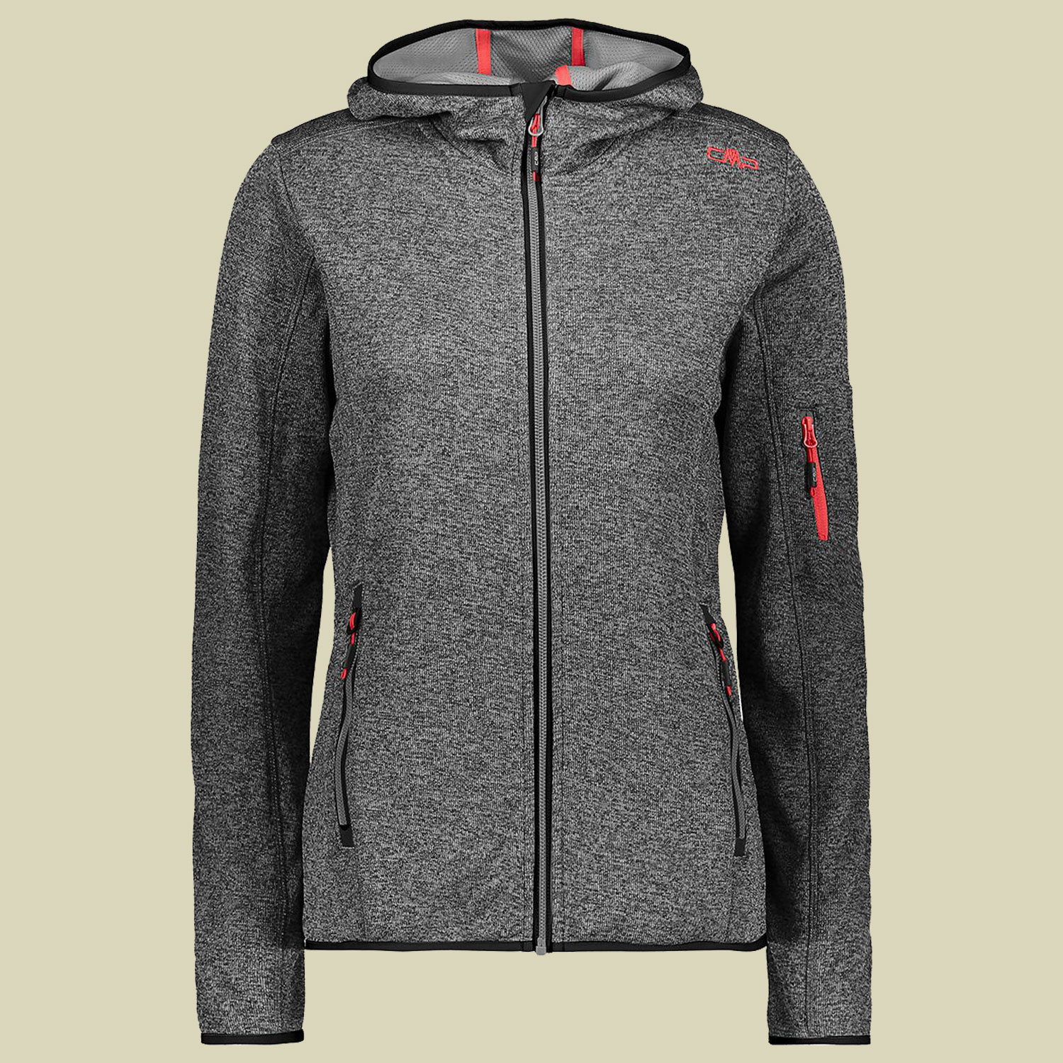 Woman Jacket Fix Hood Knitted