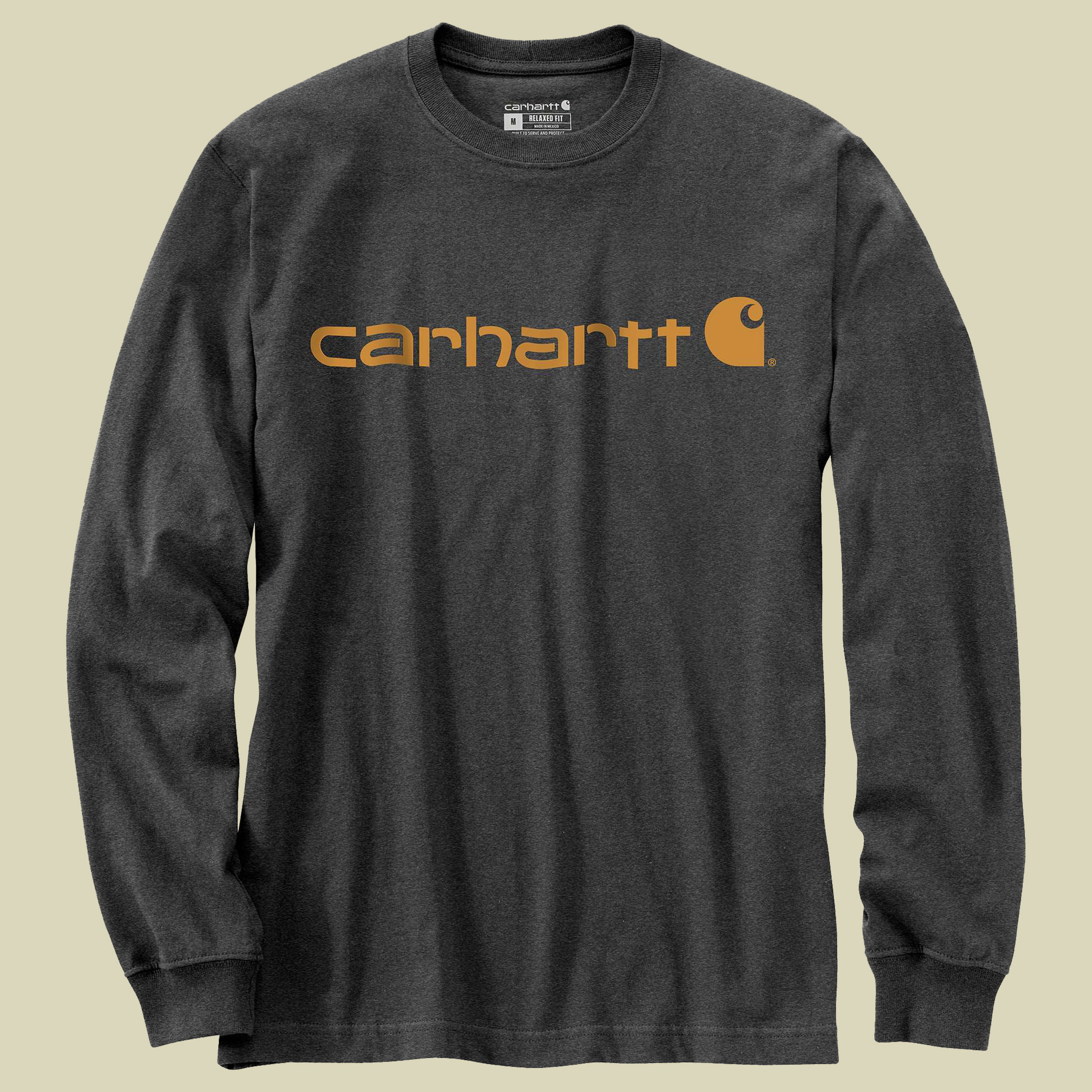 Core Logo T-Shirt L/S Men M grau 3 - Farbe carbon heather/carhartt gold