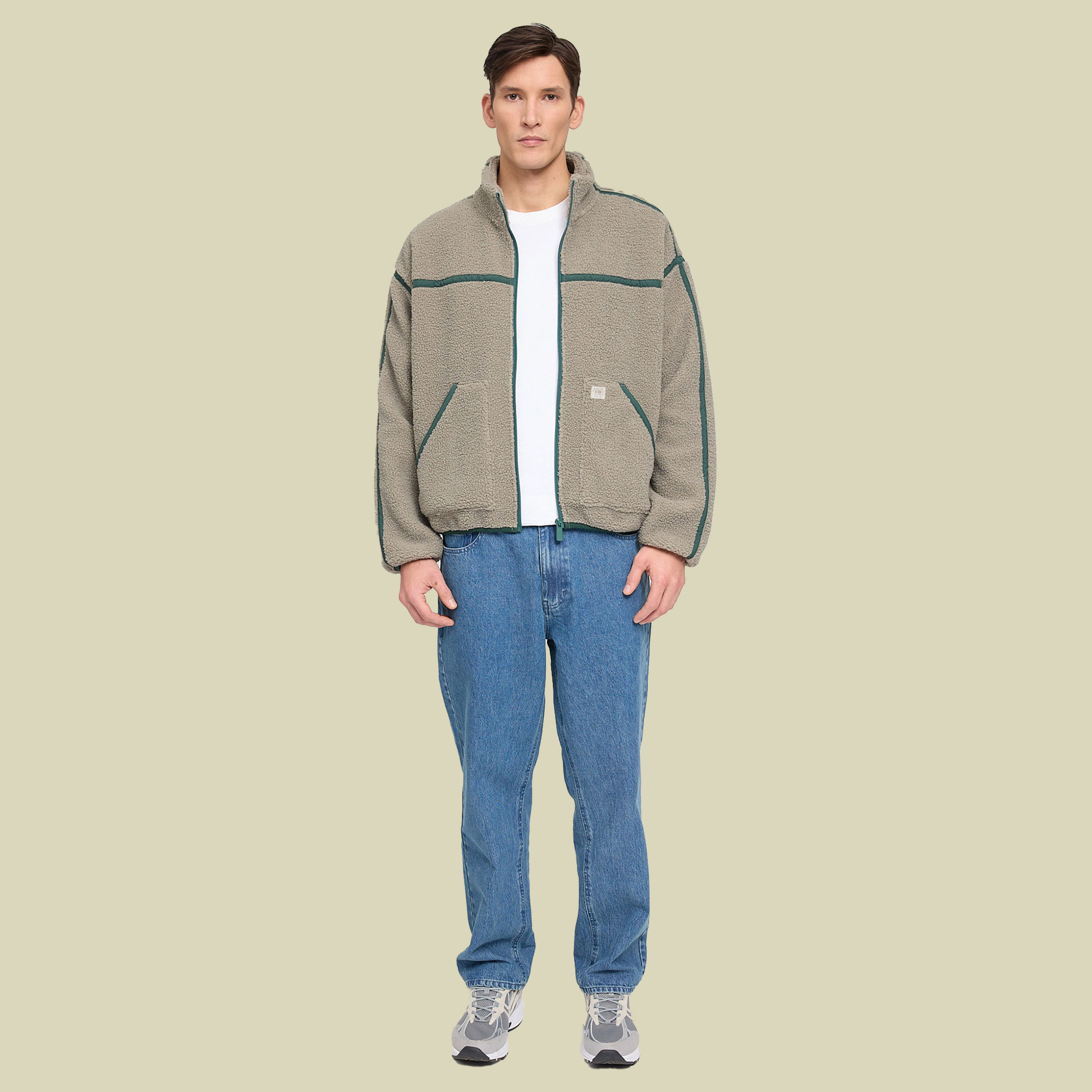 Contrast Tape Teddy-Fleece Jacket Men XL grün - eucalyptus
