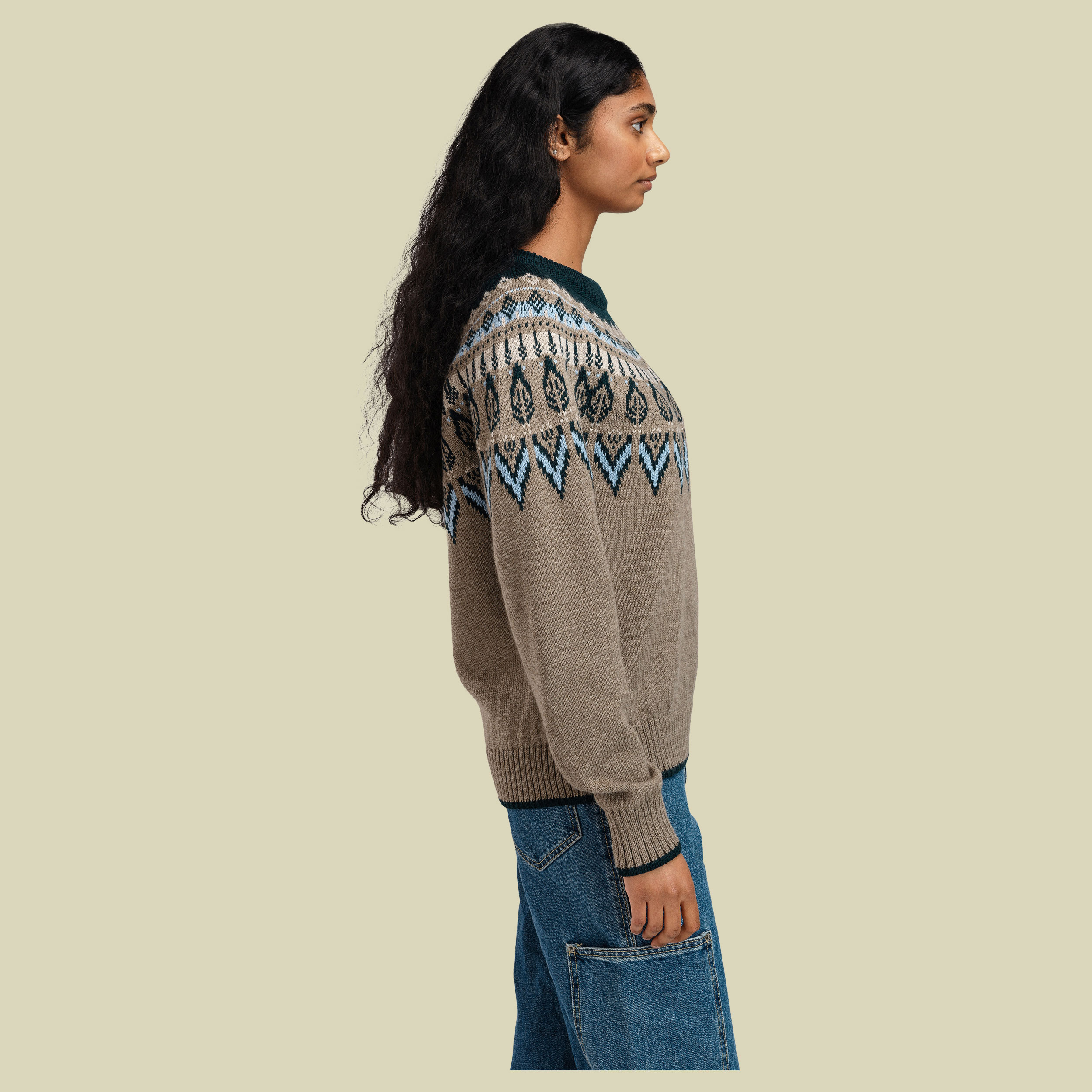 Sula Sweater Women XL braun - mountainstone/pine green/ice blue