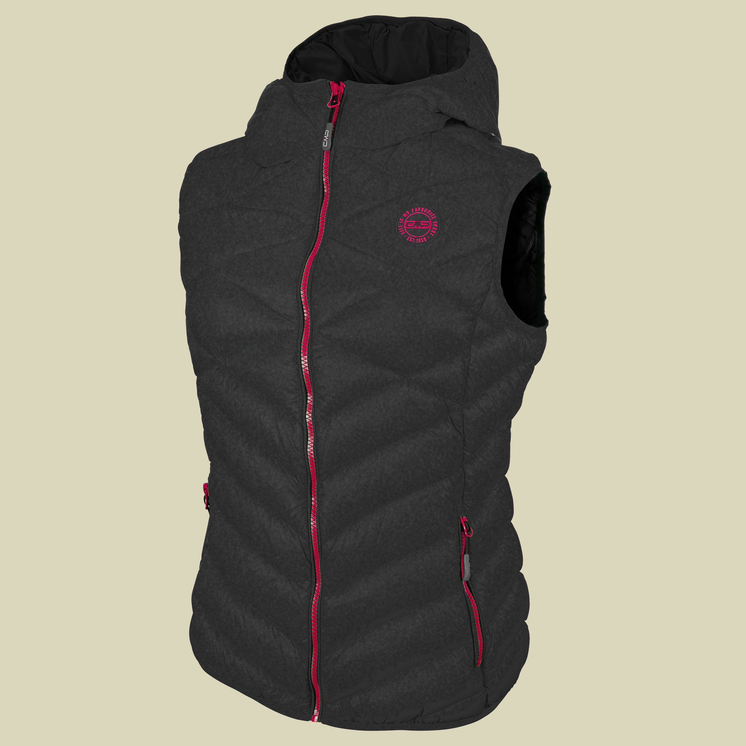 Woman Down Vest Fix Hood CMP 3Z40036 Größe 34 Farbe grey meliert - danubio anthracite