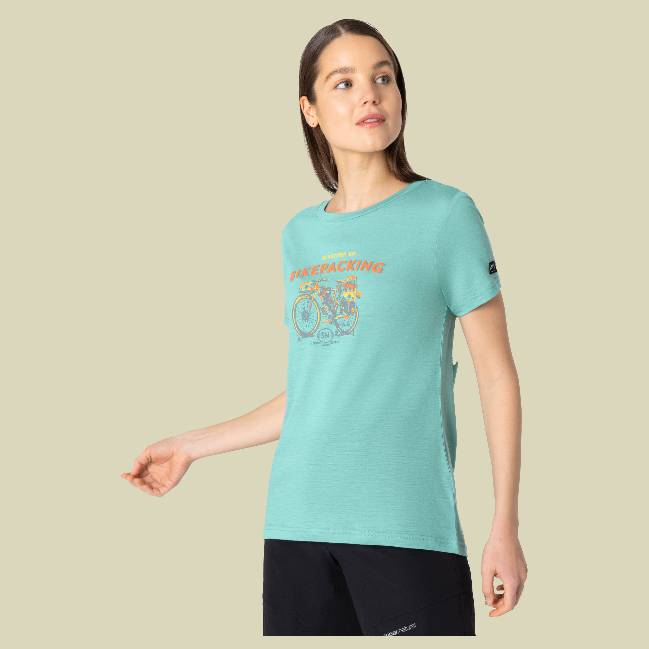 Bikepacking Tee Women Größe M  Farbe wasabi/various
