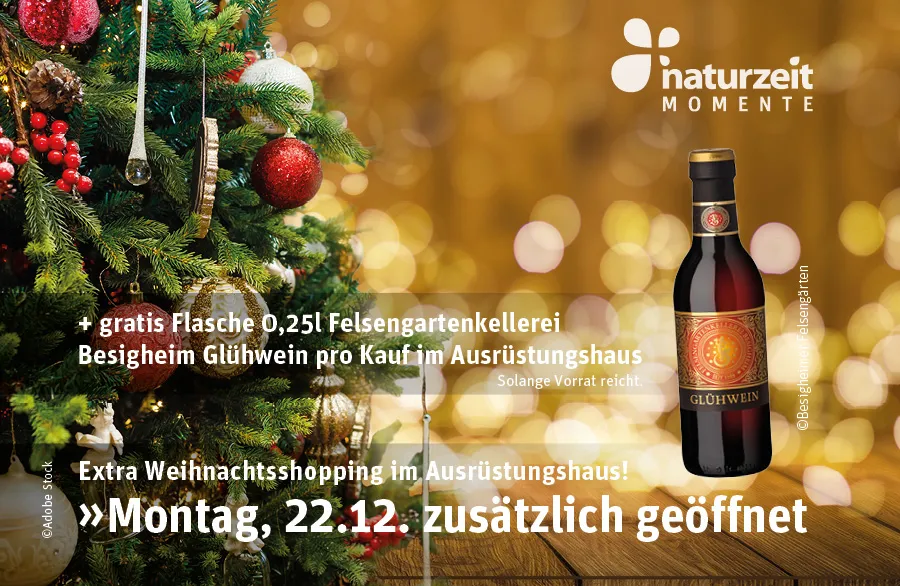 Teaserbild - naturzeit Ausrüstungshaus am 22.12.2025 geöffnet