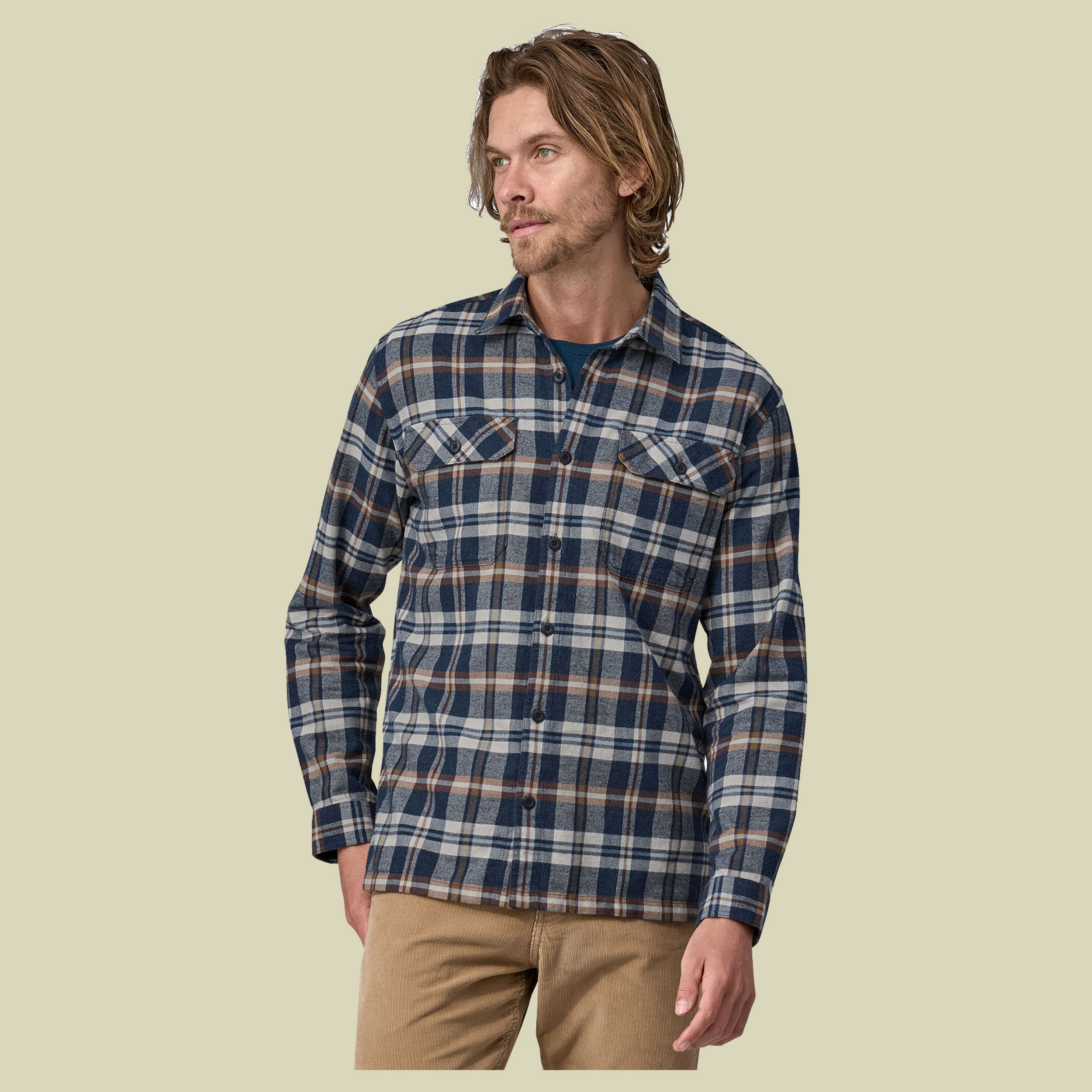 L/S Organic Cotton MW Fjord Flannel Shirt Men Größe L  Farbe fields: new navy