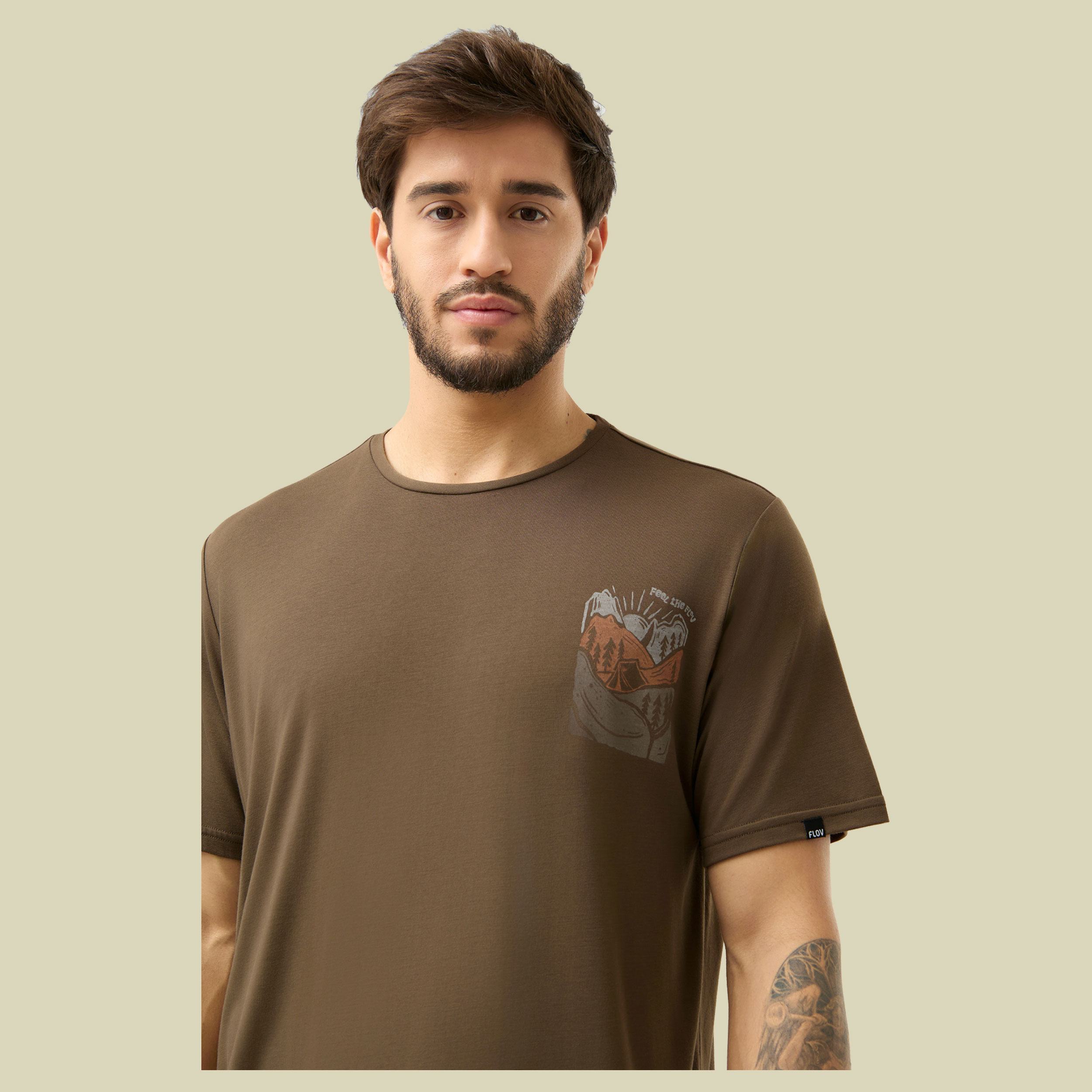 Timberon Bamboo T-Shirt Men L braun - dark brown/orange