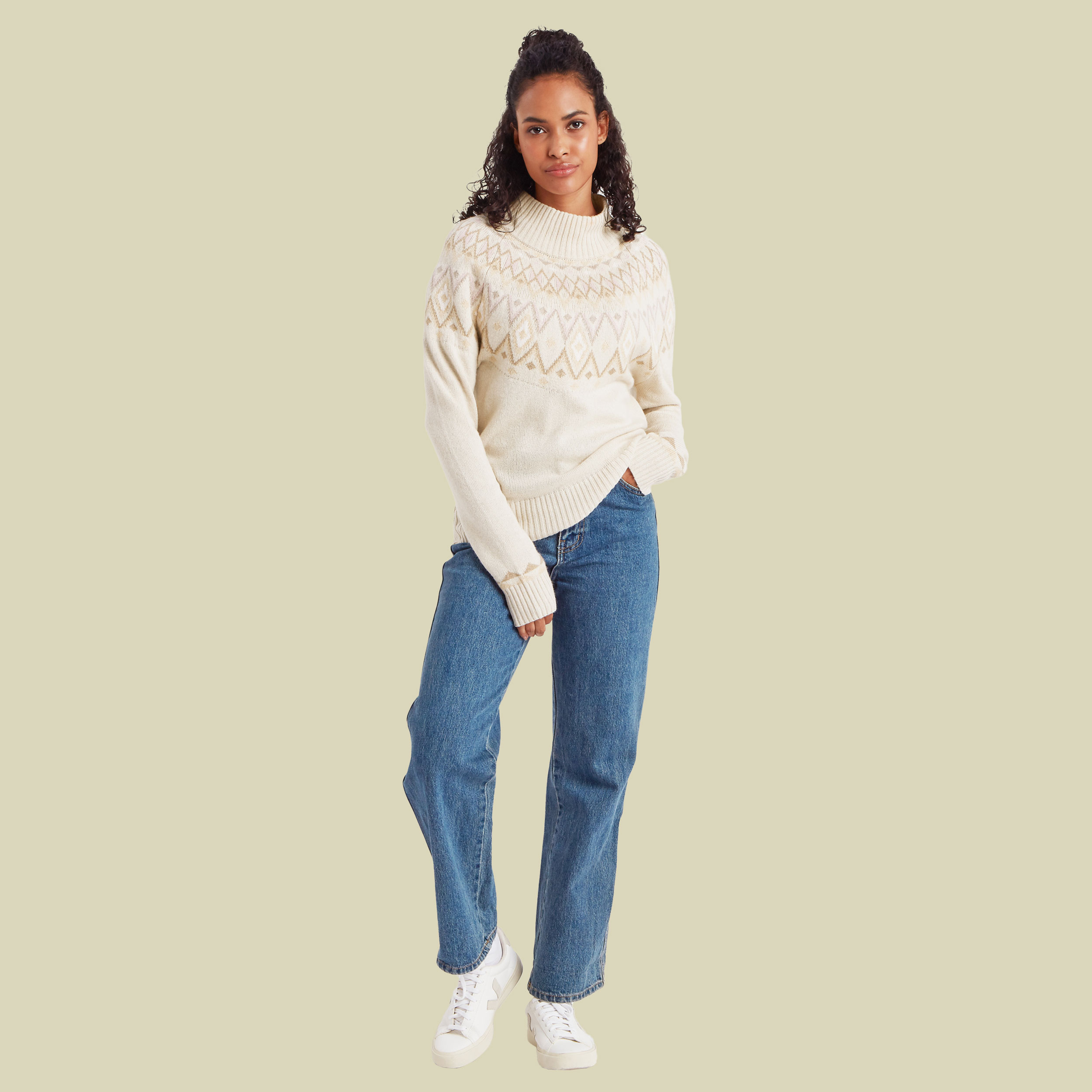 Indu Mock Neck Sweater Women S beige - Farbe ecru