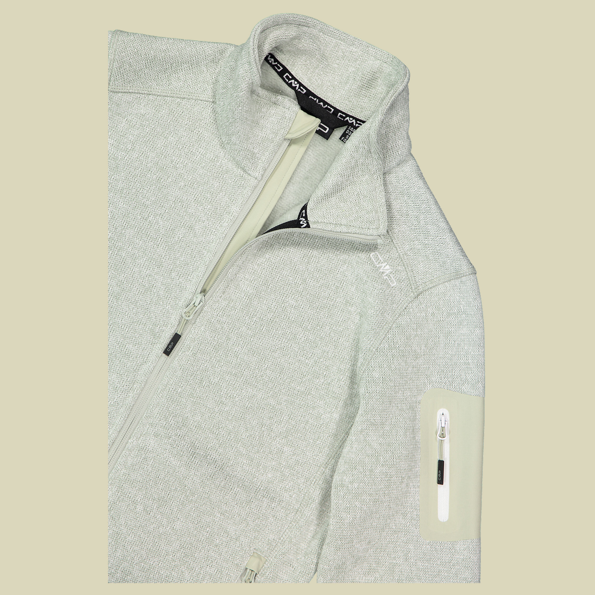 Woman Knitted Melange Fleece Jacket 3H14746 grün 46 - Farbe pistacchio-bianco