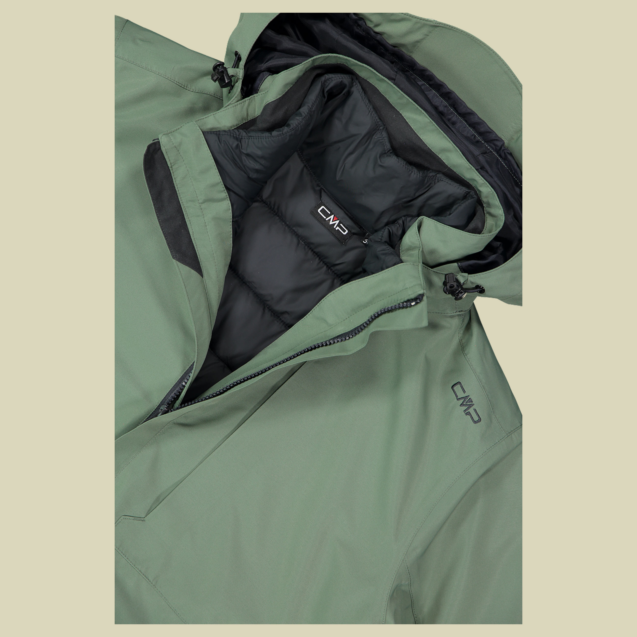 Man Jacket Zip Hood Detachable Inn.Jacket 33Z1577D 56 grün II - Farbe musk