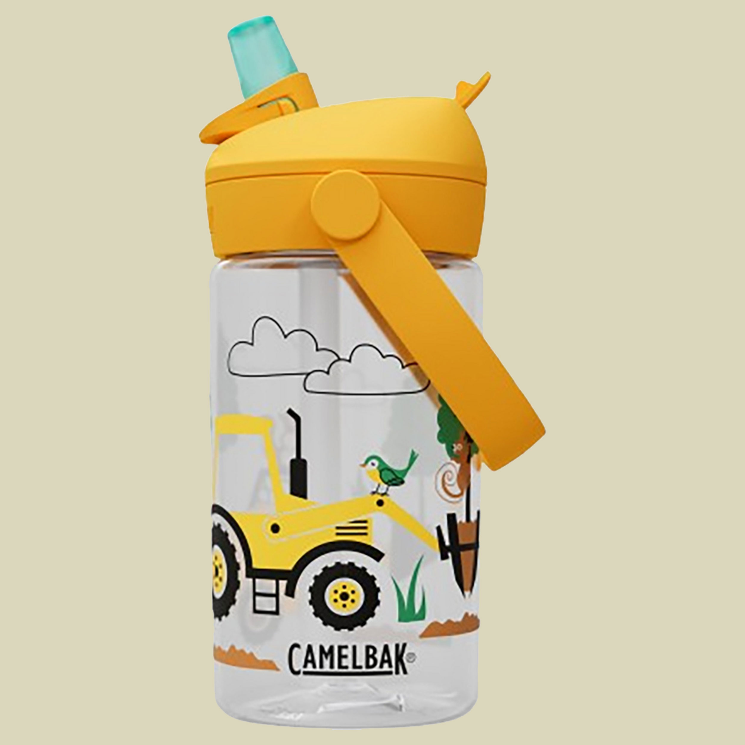 Thrive Flip Straw Kids 0,4 L gelb - tractors and trees
