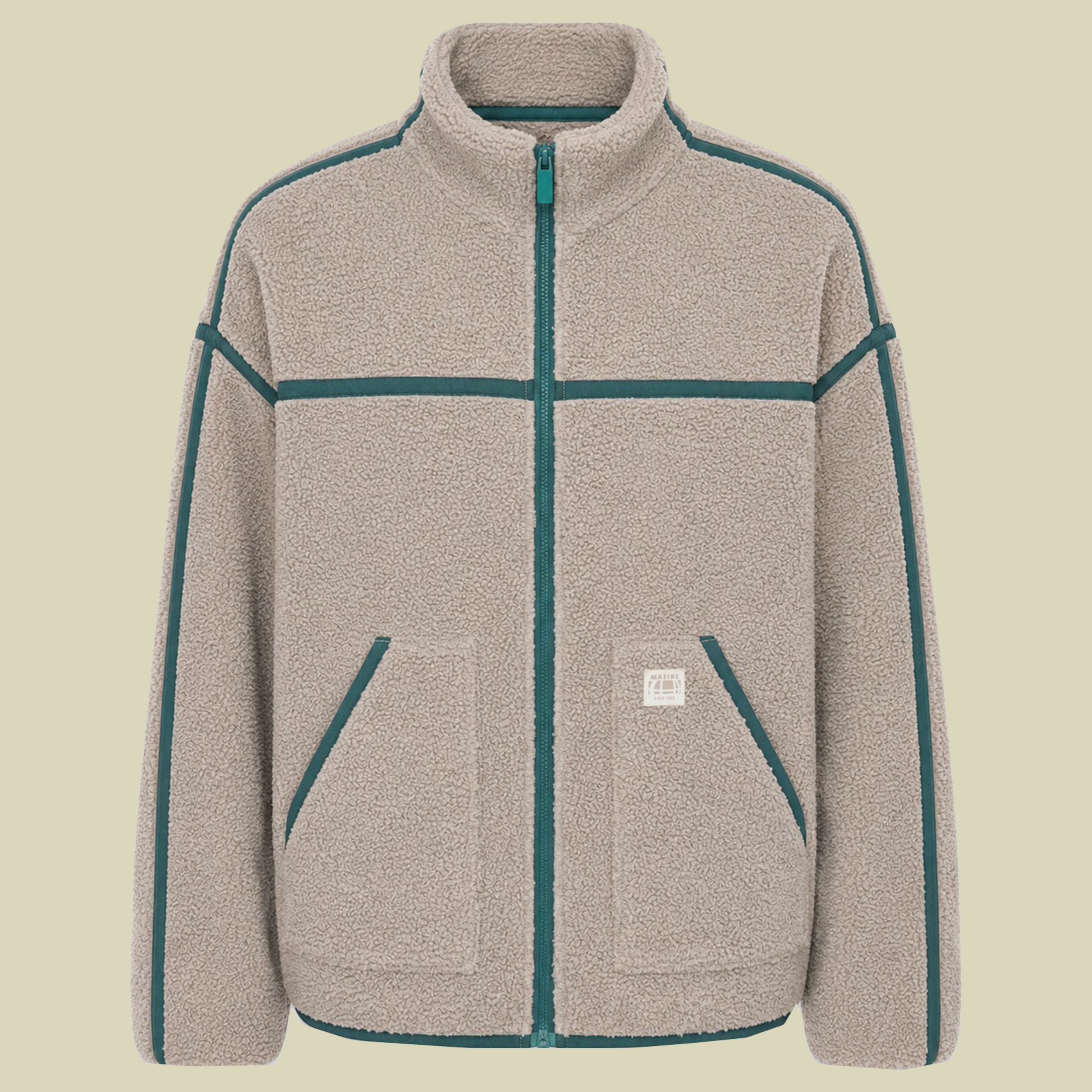Contrast Tape Teddy-Fleece Jacket Men L grün - eucalyptus