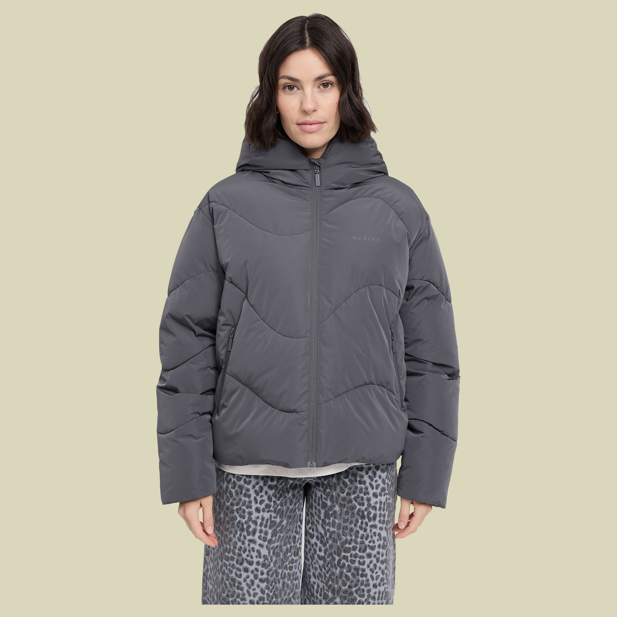 Waves Quilt Short Puffer Jacket Women XS grau - dark grey