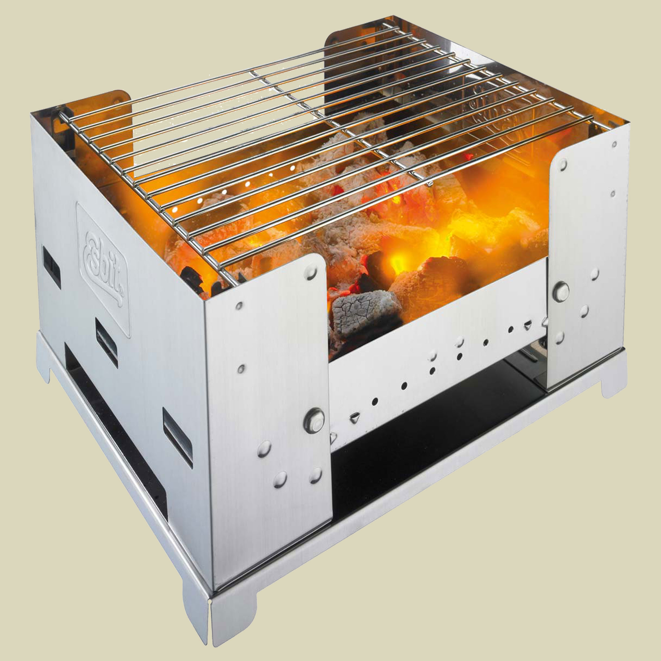Edelstahl-Kohlegrill, faltbar