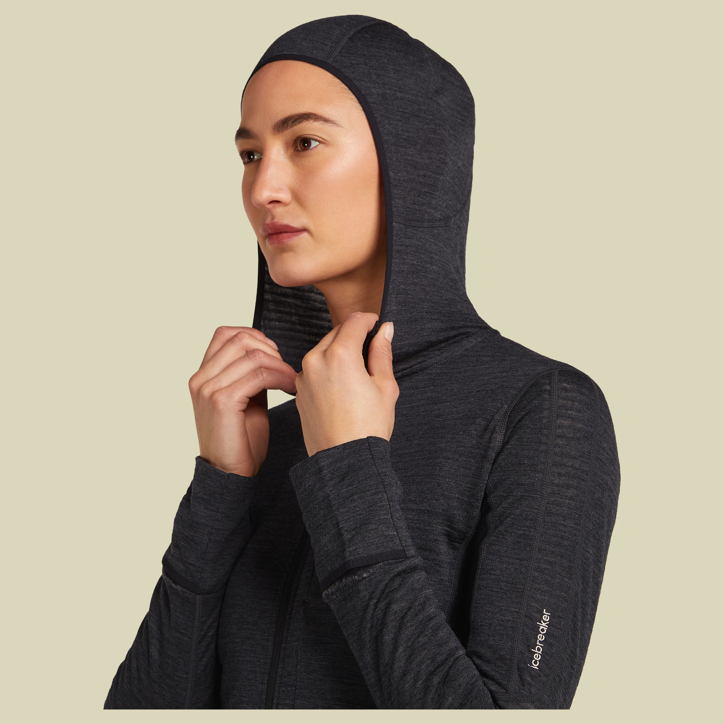 Merino 200 Realfleece Descender LS Zip Hoodie Women XL grau - jet heather/black/cb