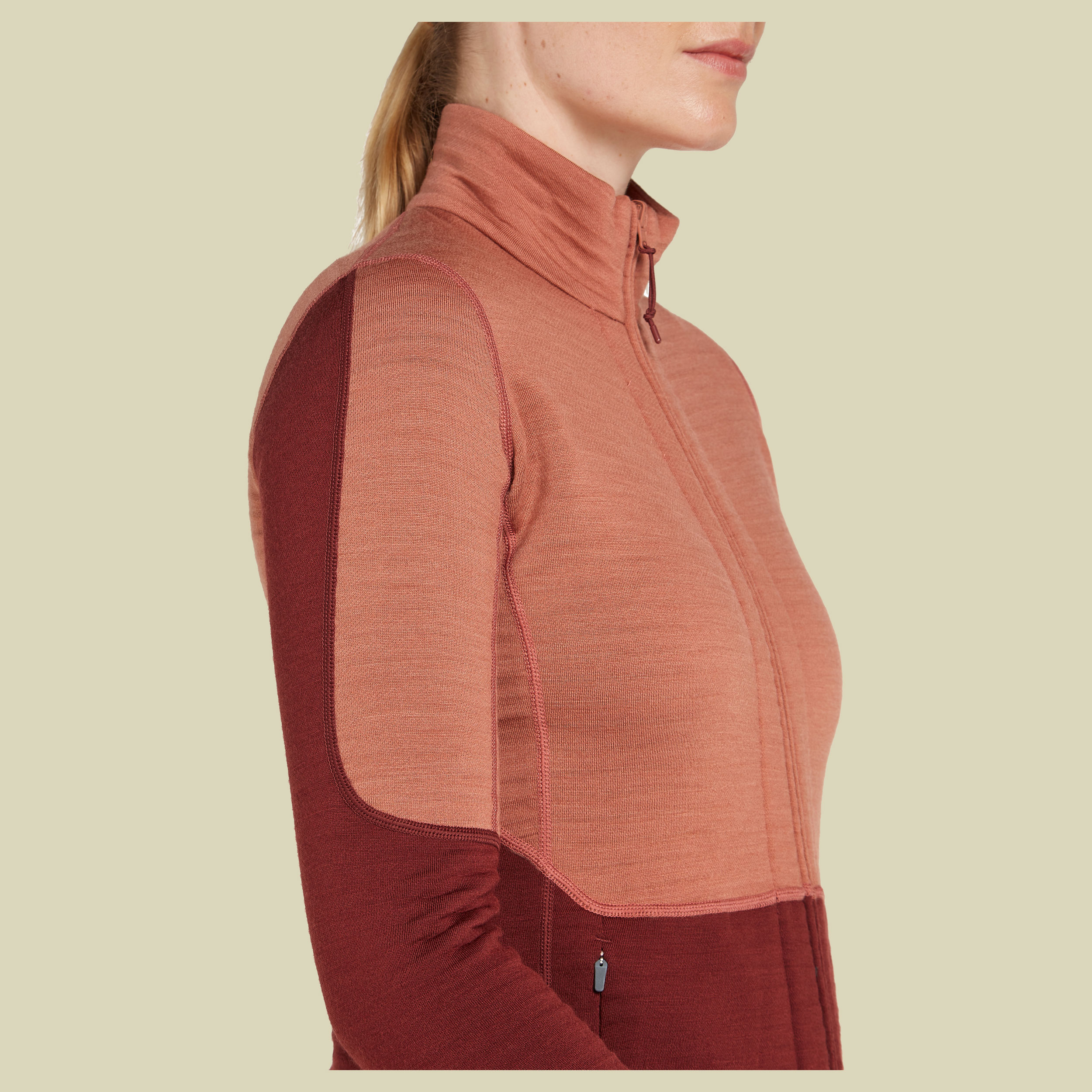 Merino 400 RealFleece Descender LS Zip Women M braun - cedar wood/port/cb