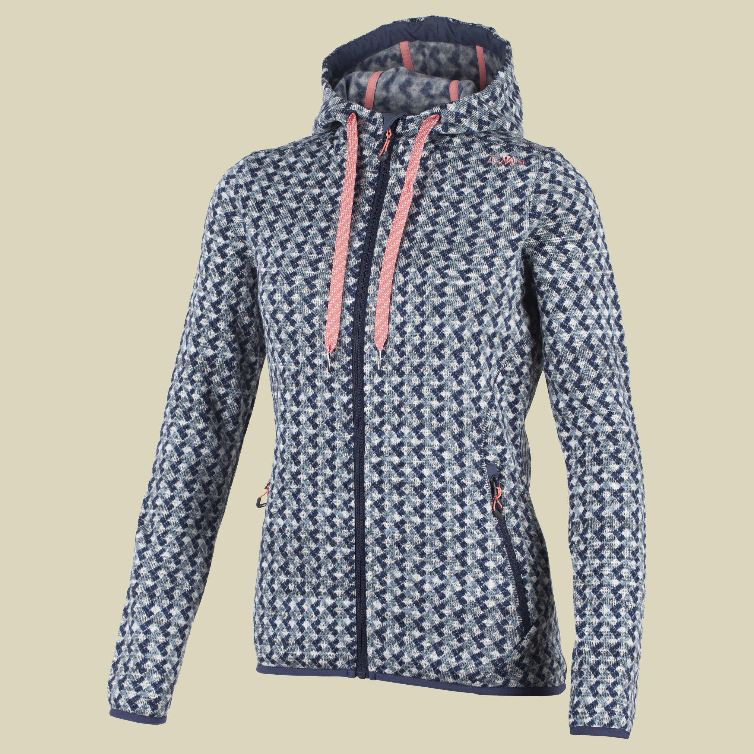 Woman Fix Hood Jacket Printed Knitted 3H70076 Größe 36 Farbe 70AE b.blue-acciaio