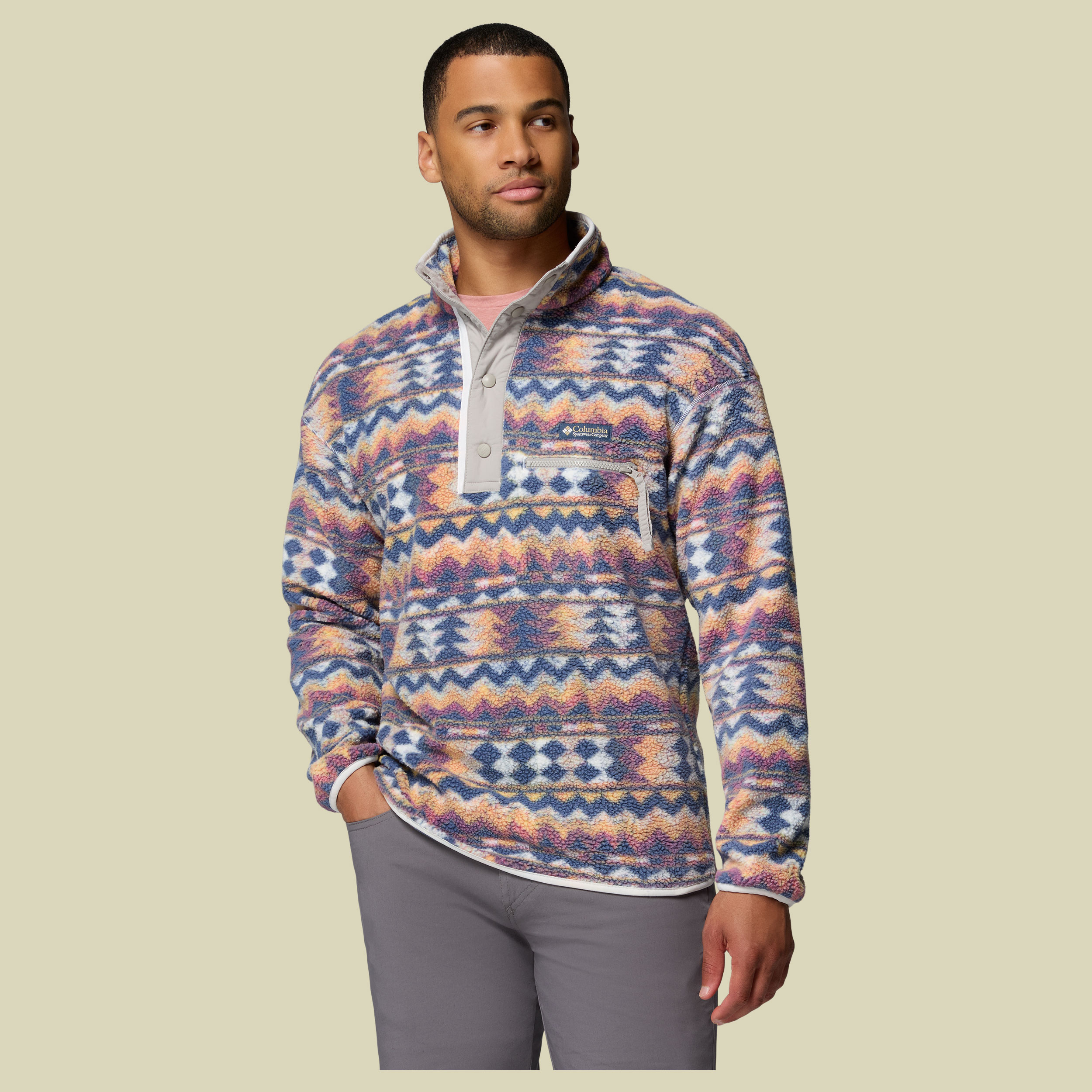 Helvetia II Printed Half Snap Fleece Men S mehrfarbig weiß - sea salt,retrotree