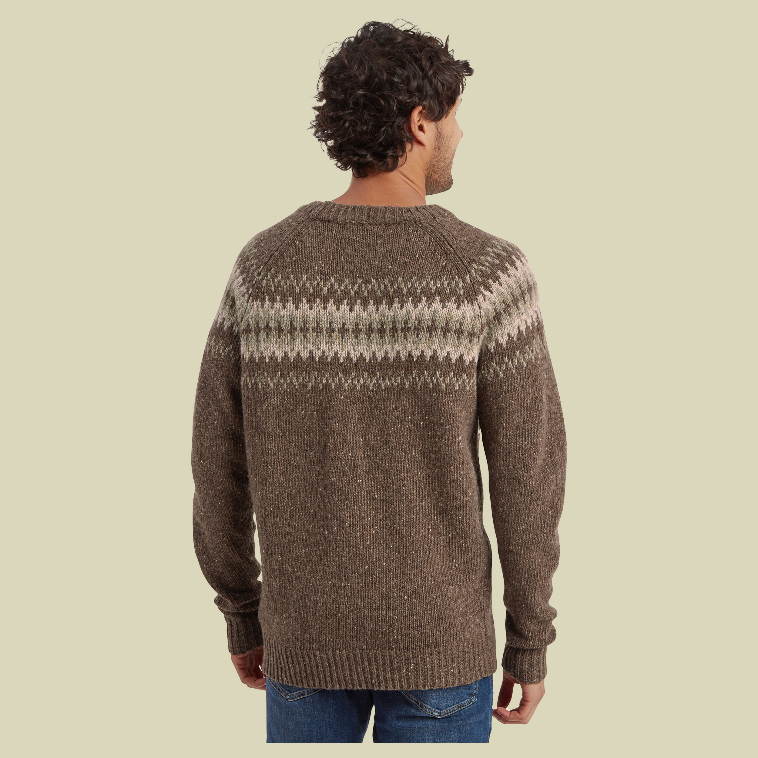 Dumji Crew Sweater Men braun M - cappuccino multi