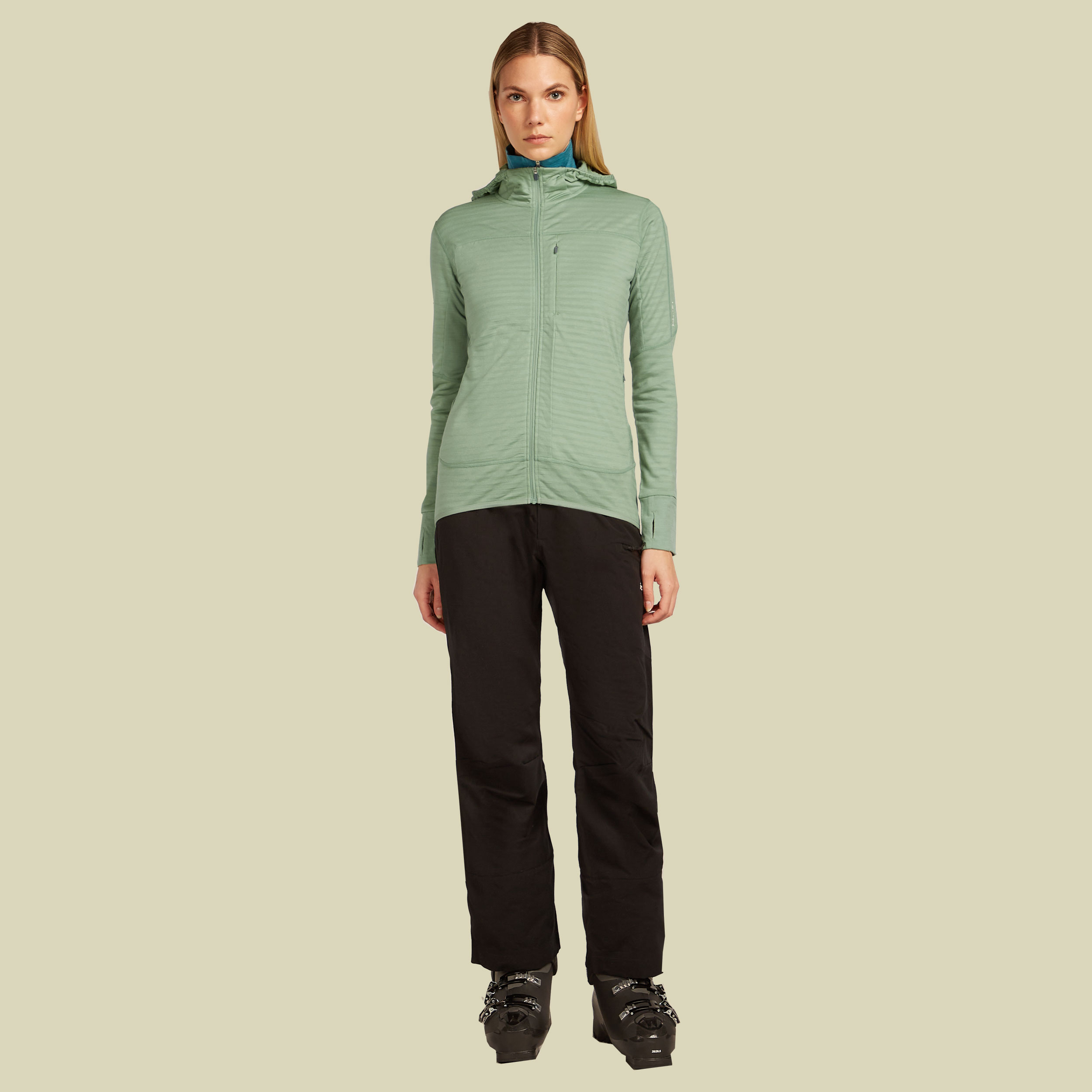 Merino Blend 300 RealFleece™ Descender LS Zip Hoodie Women XL grün - seaglass