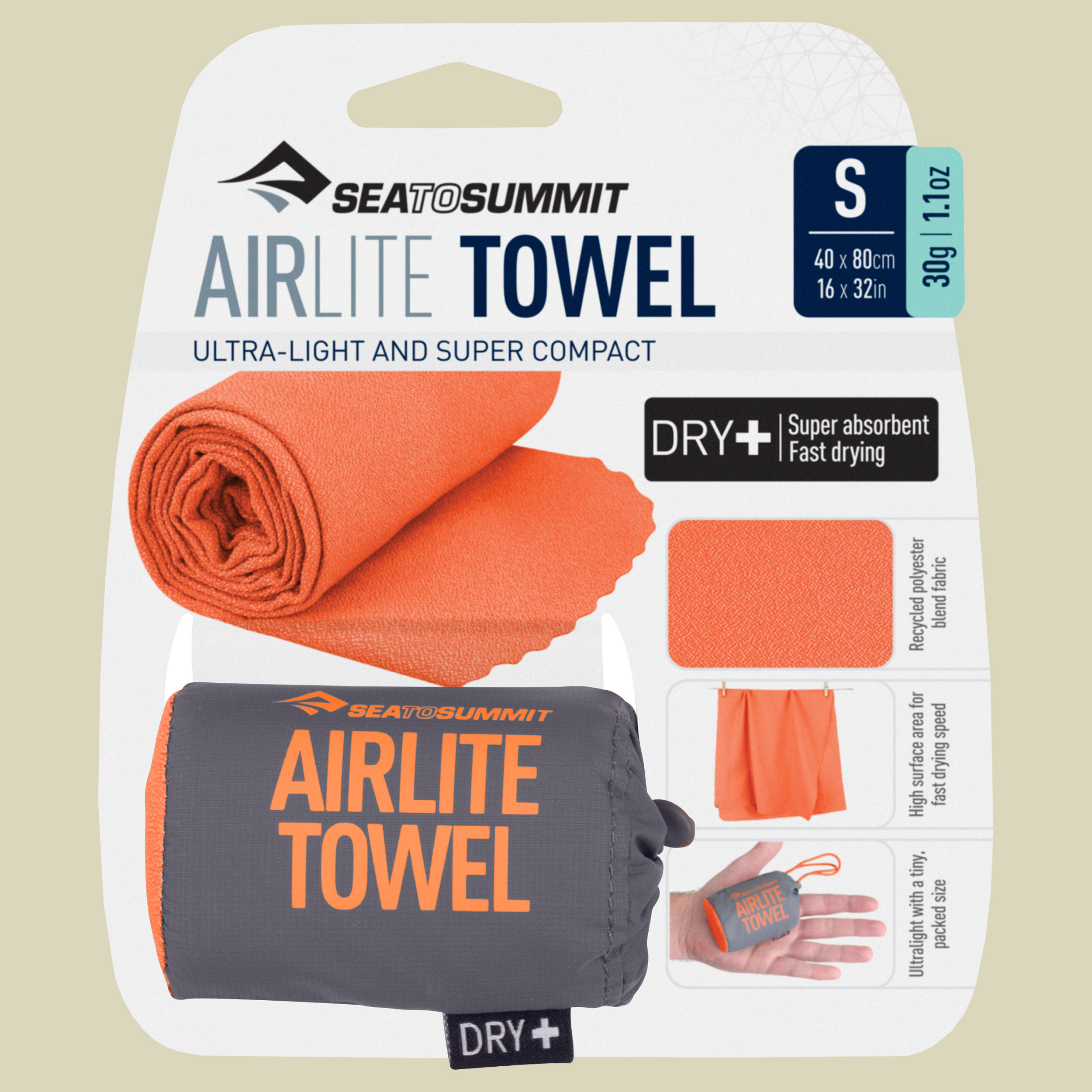 Airlite Towel orange small - outback