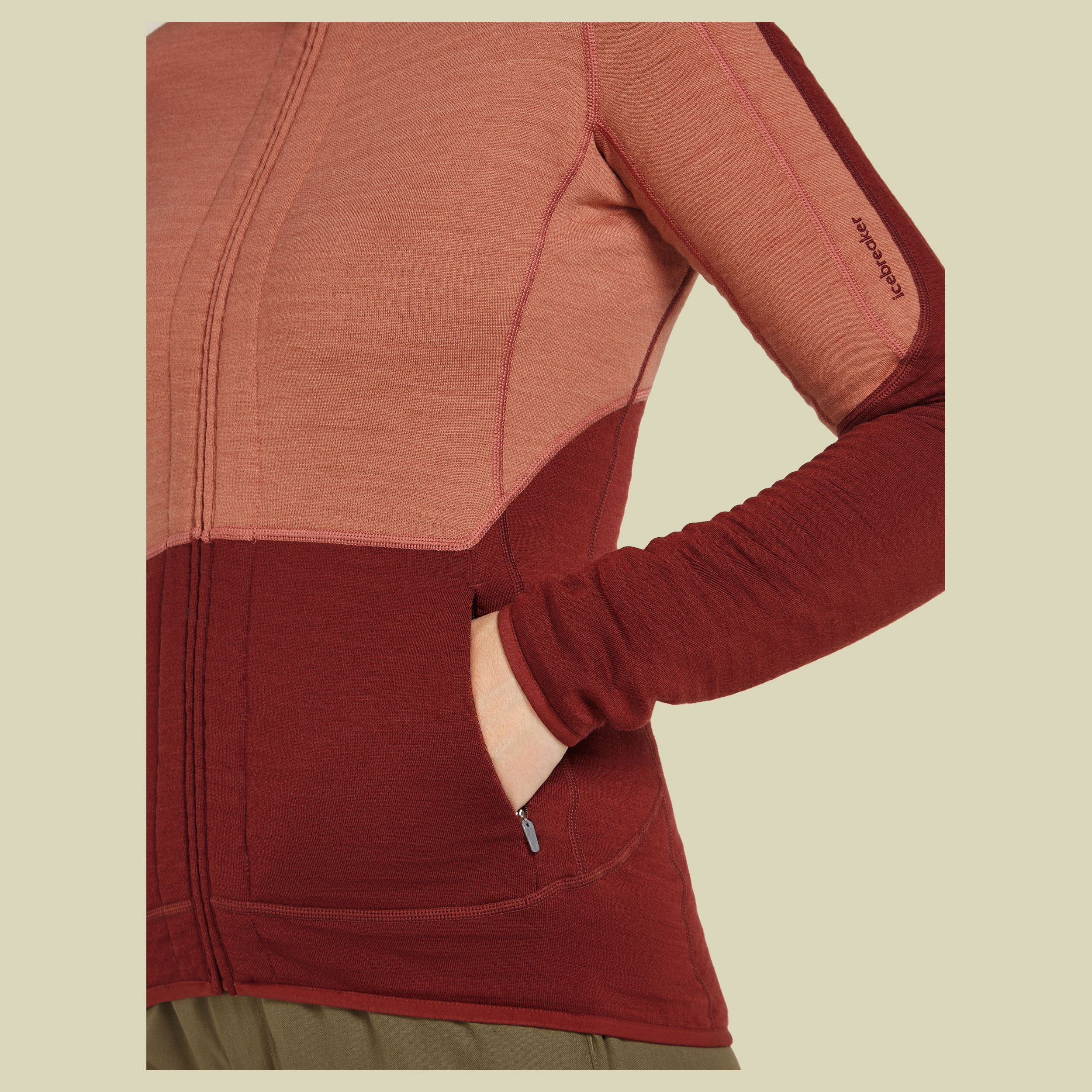 Merino 400 RealFleece Descender LS Zip Women M braun - cedar wood/port/cb