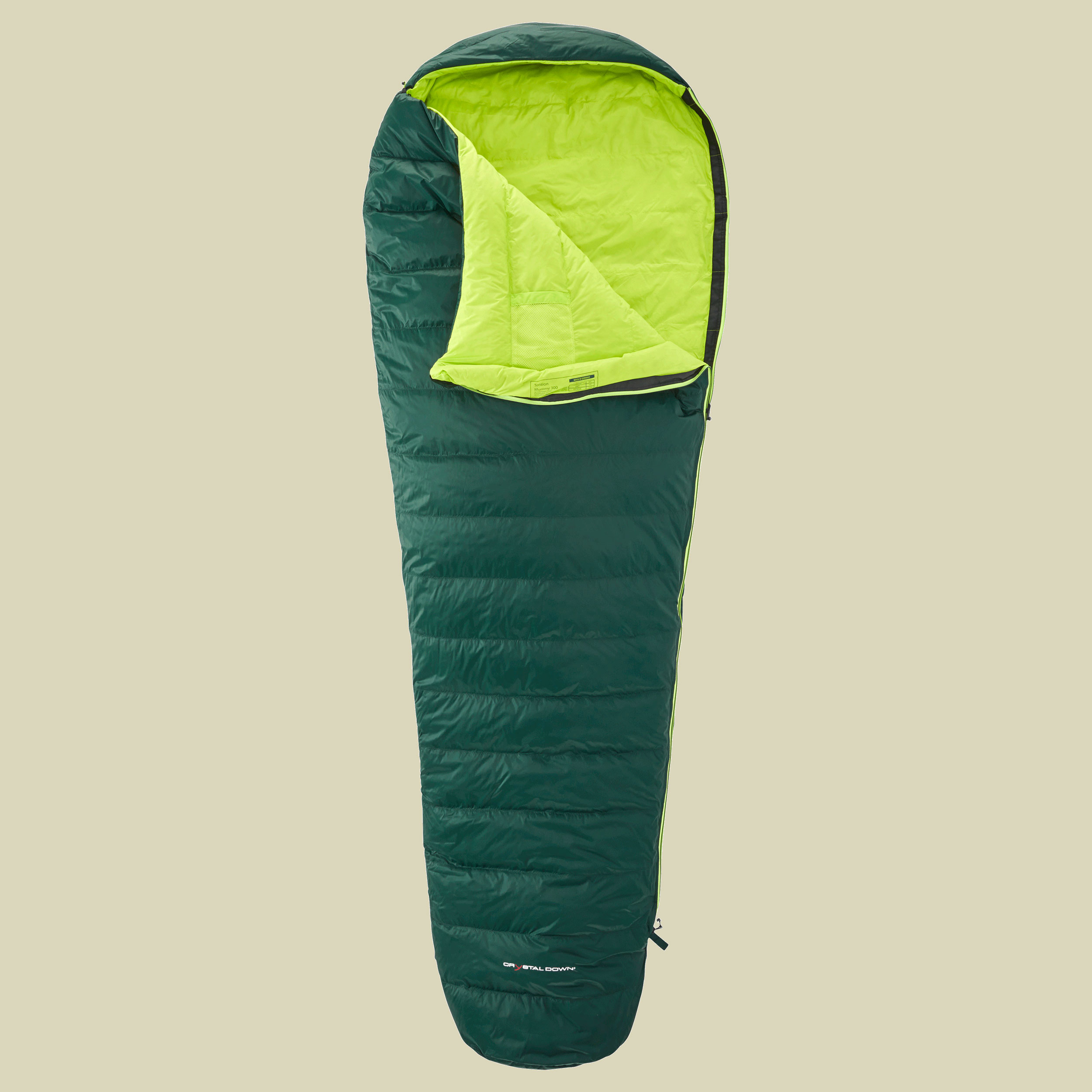 Tension Mummy 300 bis Körpergröße 205cm (XL) Farbe scarab/lime, Reißverschluss links