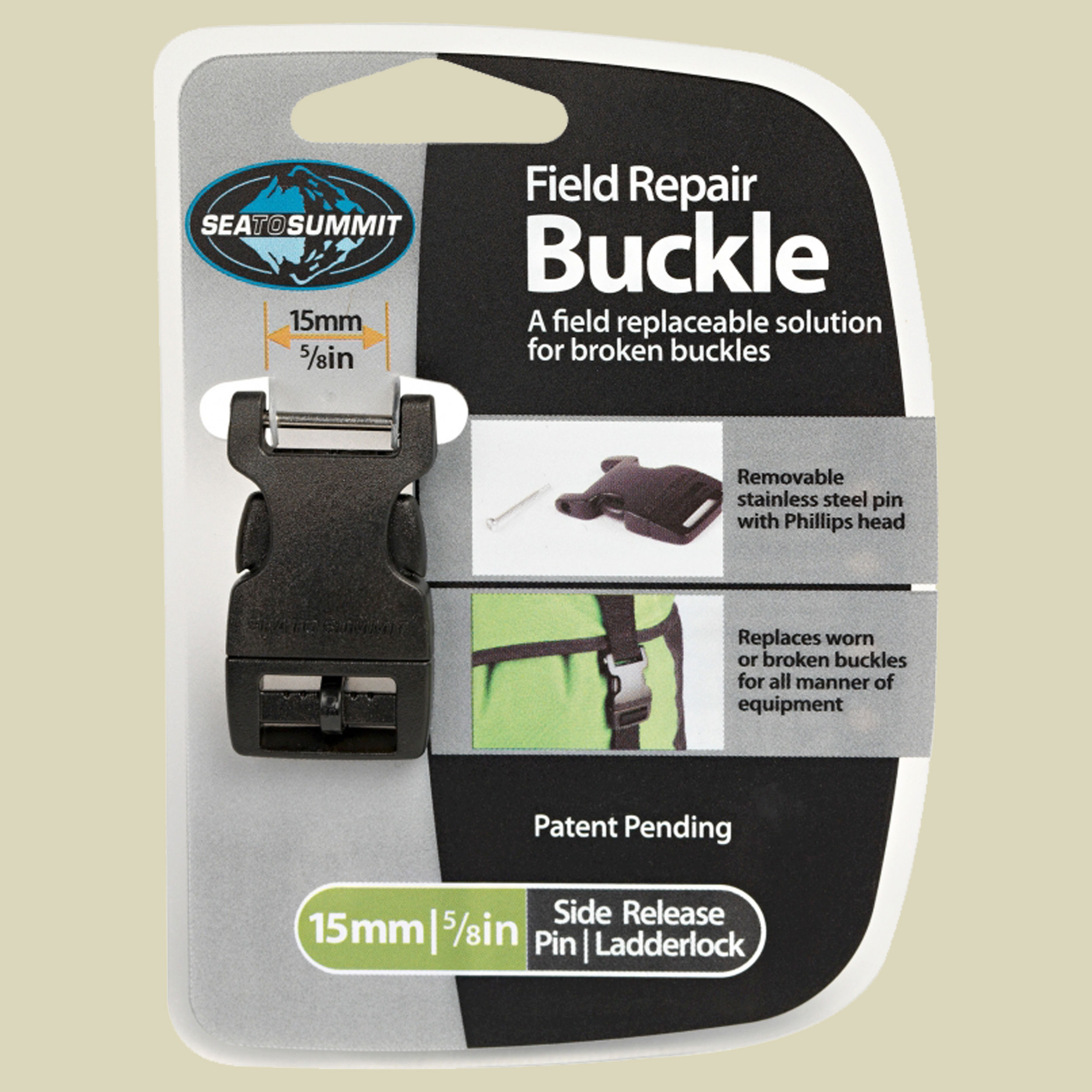 Field Repair Buckle Side Release 15 mm (1Pin) für Gurtbänder bis 15 mm