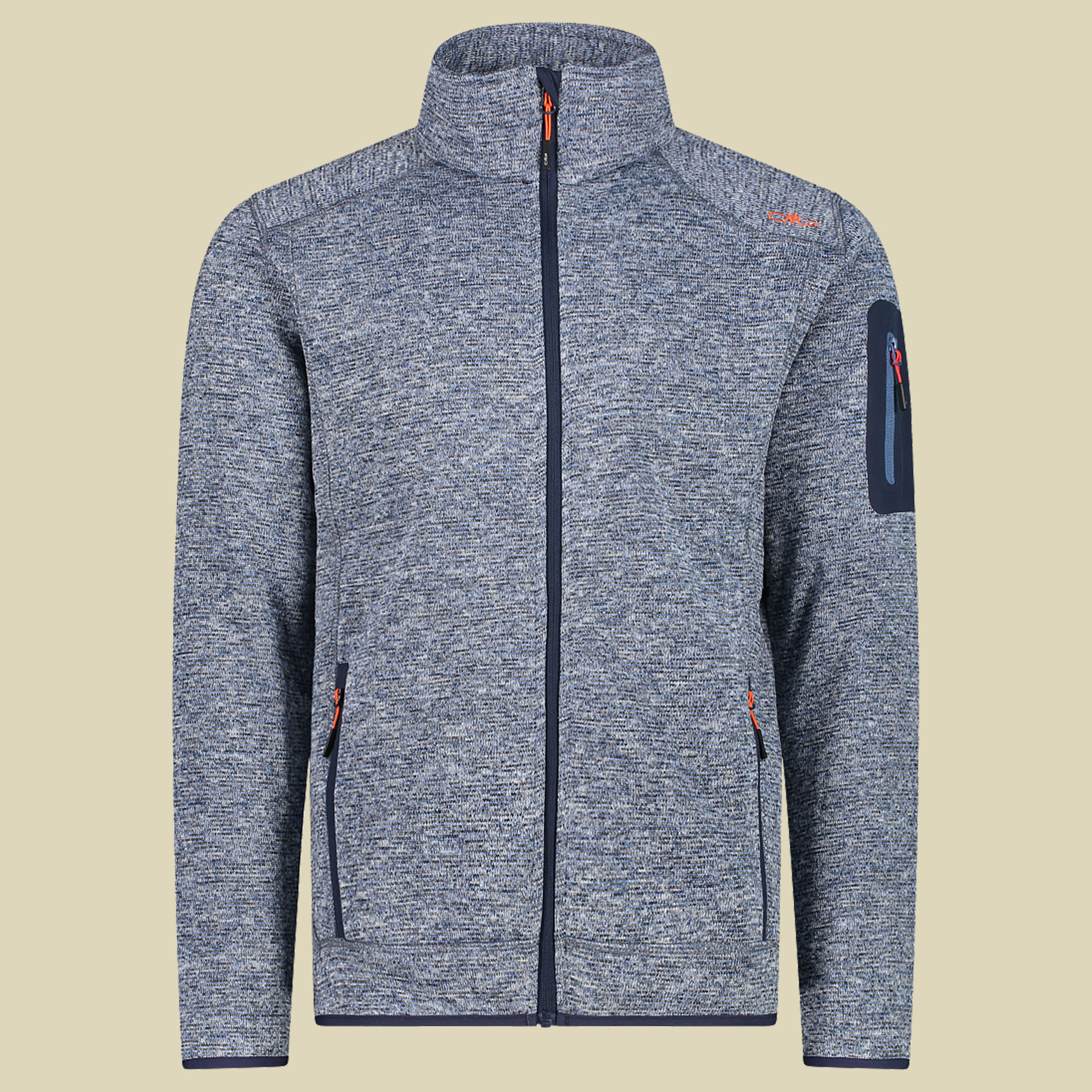Man Knitted Fleece Jacket CMP 3H60747N Größe 50 Farbe 05MM blue ink-storm-arancio
