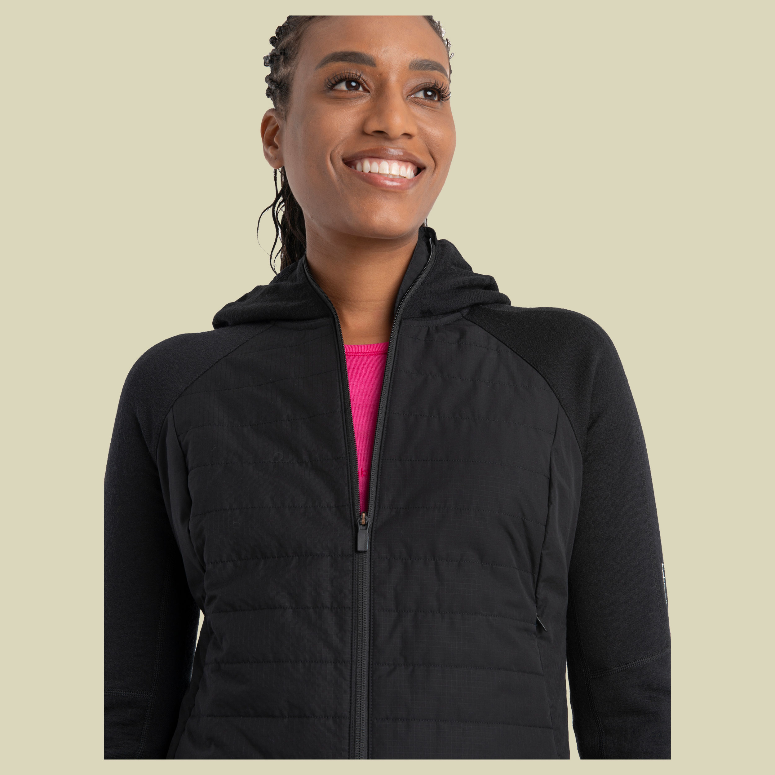 Merino Quantum Hybrid LS Zip Hoodie Women Größe M  Farbe black