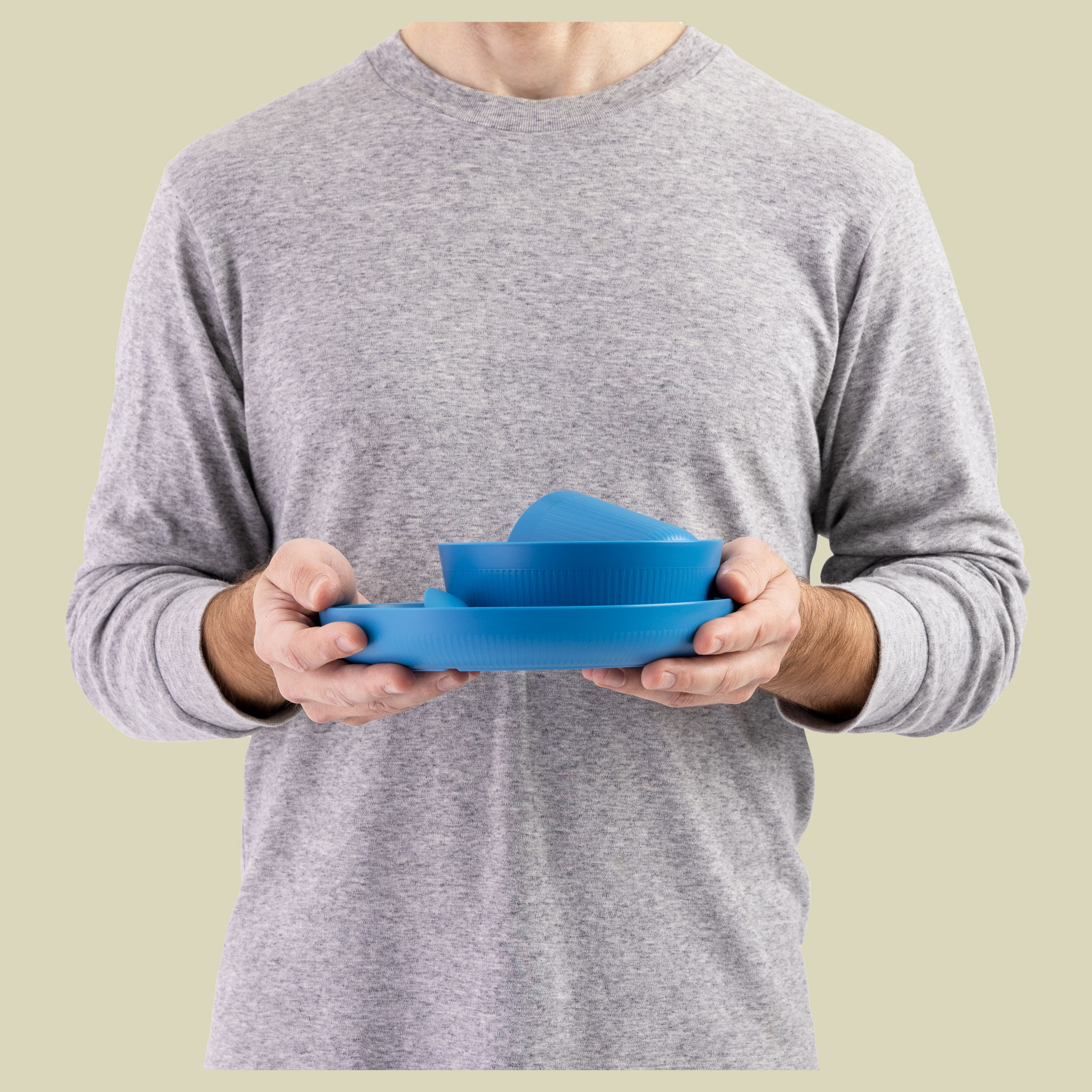 Camp Dinnerware Set w/Mesh Sack (6-teilig) blau