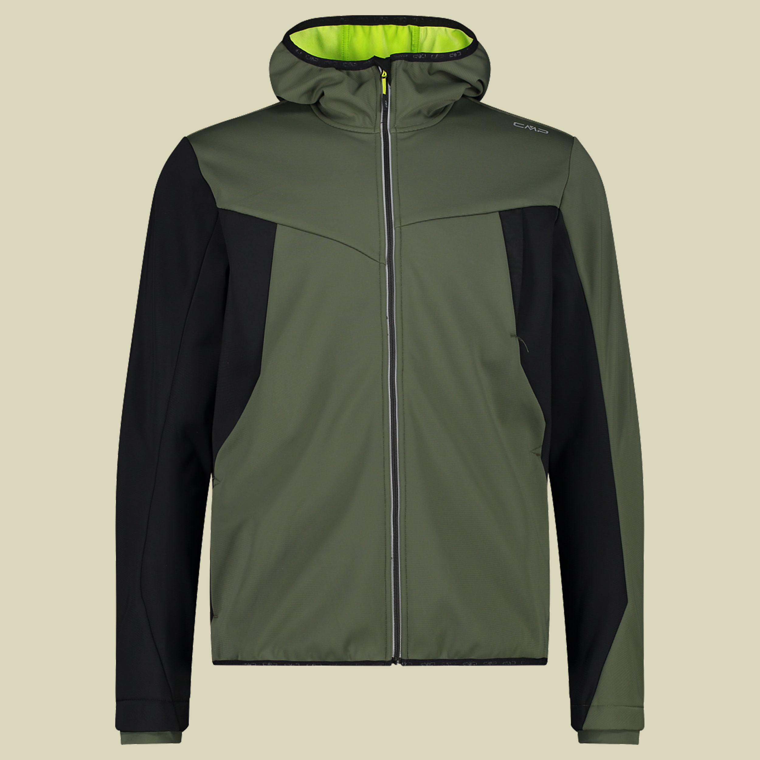 Man Jacket Fix Hood Softshell 33A2867 Größe 54 Farbe oil green