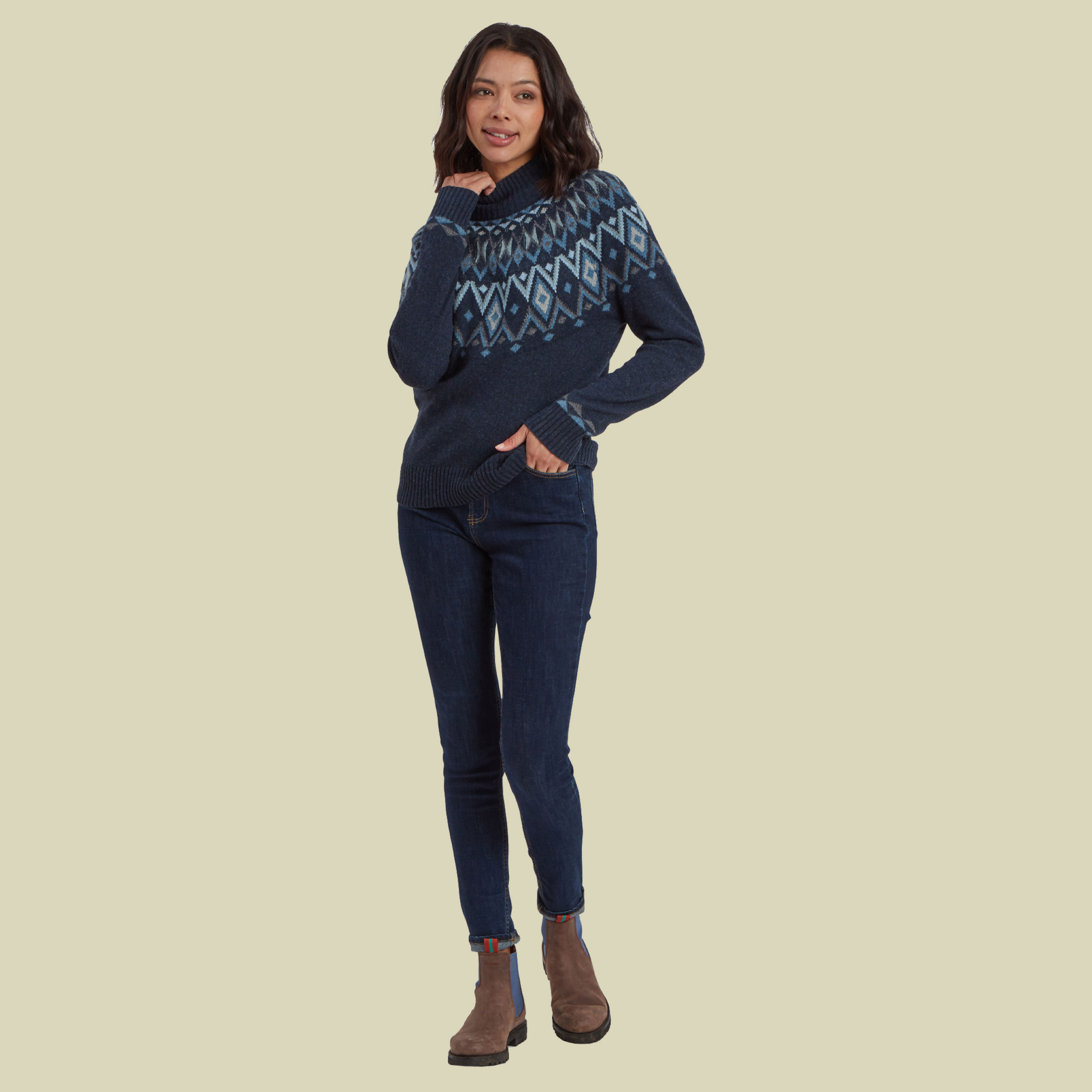 Indu Eco Mock Neck Women blau S - rathee blue