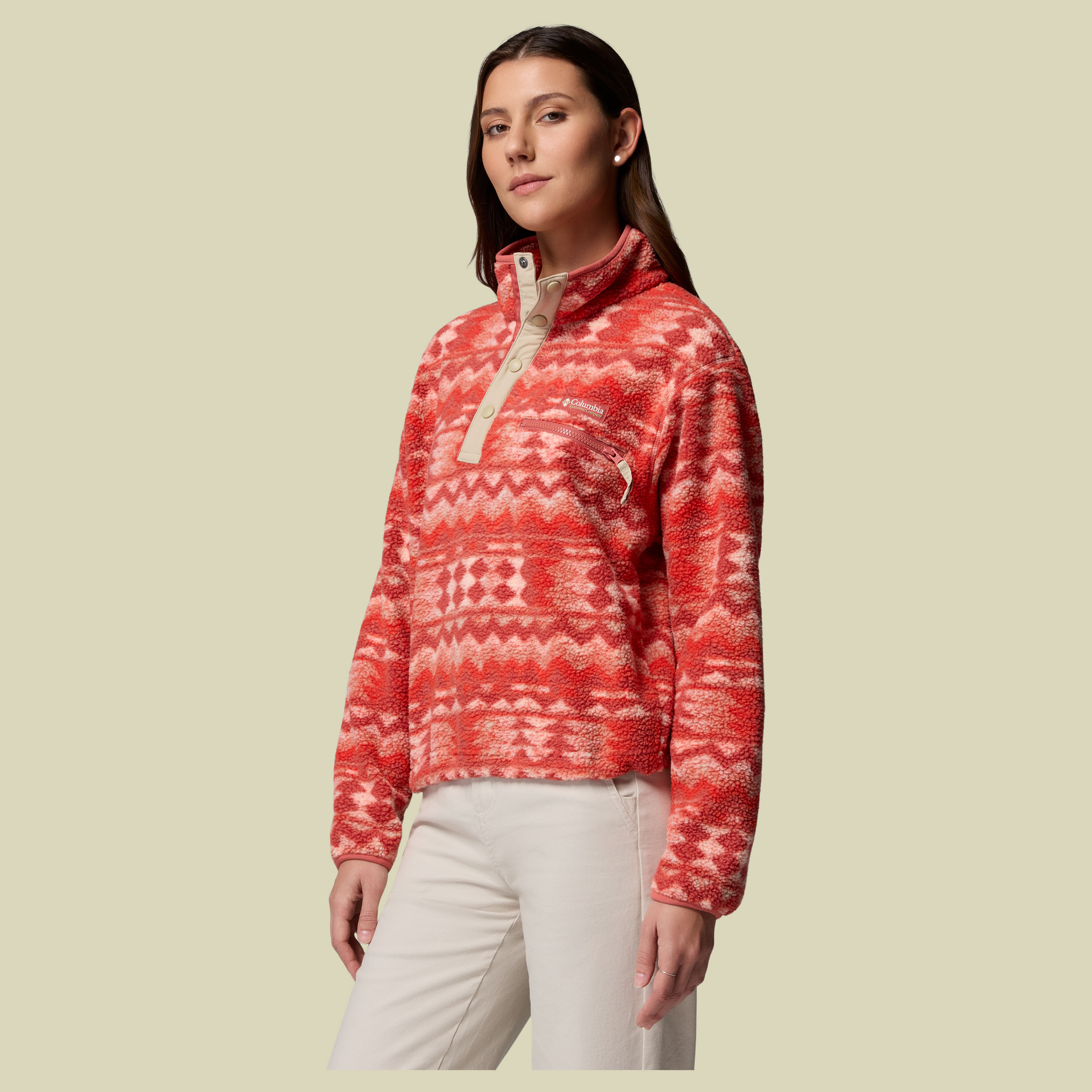 Helvetia II Printed Cropped Half Snap Women L mehrfarbig rot - poppy red,retrotree
