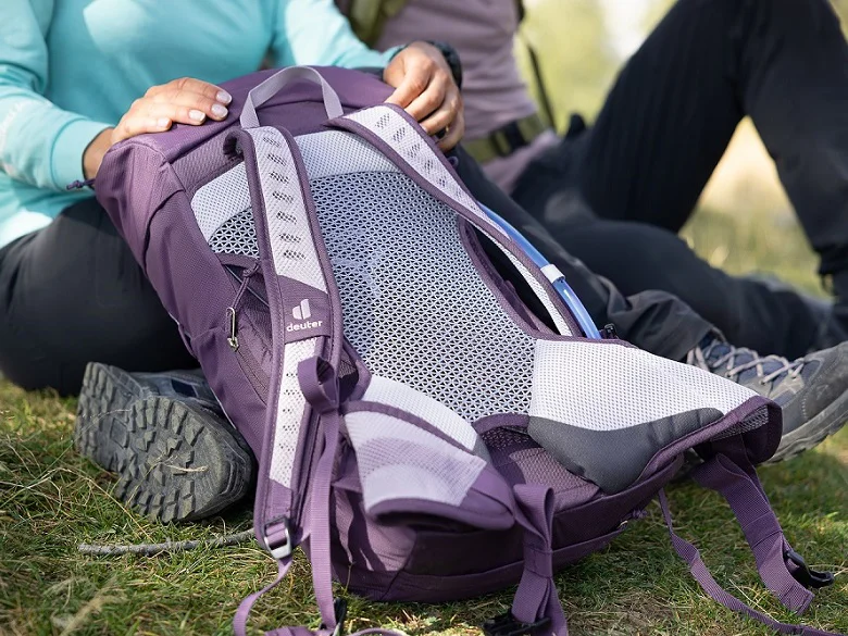 Kaufberatung Outdoor-Rucksack Outdoor Imagebild - violetter Rucksack mit Netzrücken in der Detailansicht