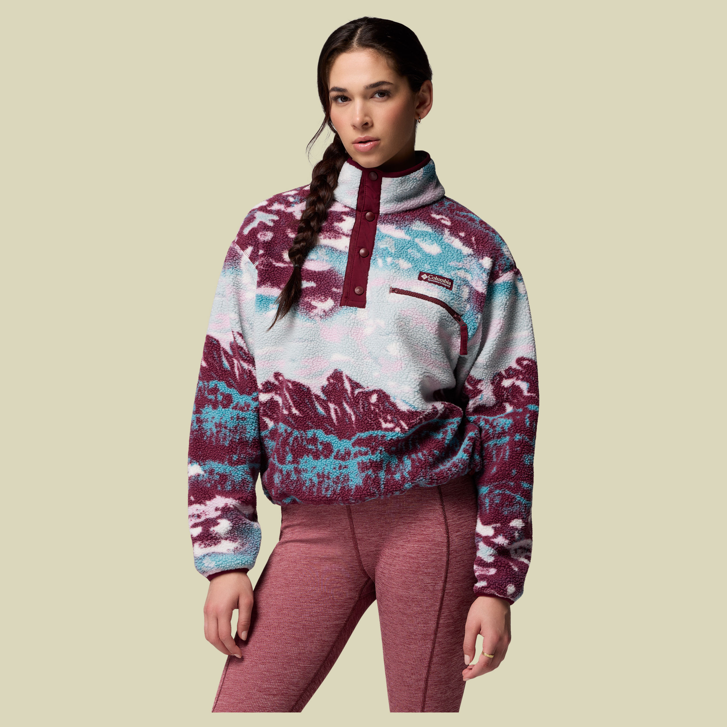 Helvetia II Printed Cropped Half Snap Women XS mehrfarbig bordeaux - Farbe rich wine sisters