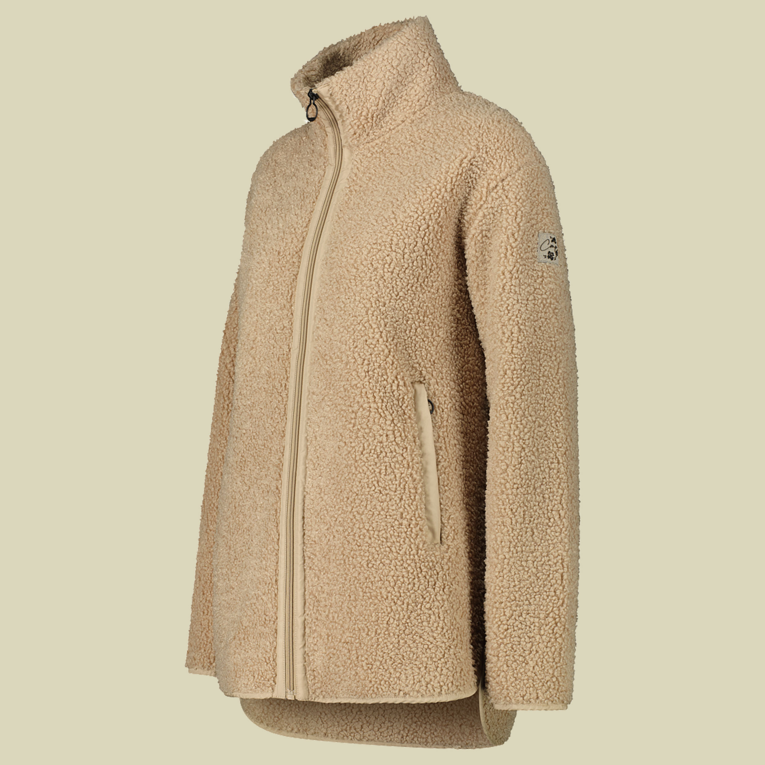 Woman Long Jacket Bonded Teddy with inner Polar Fleece 46 braun - Farbe cookie