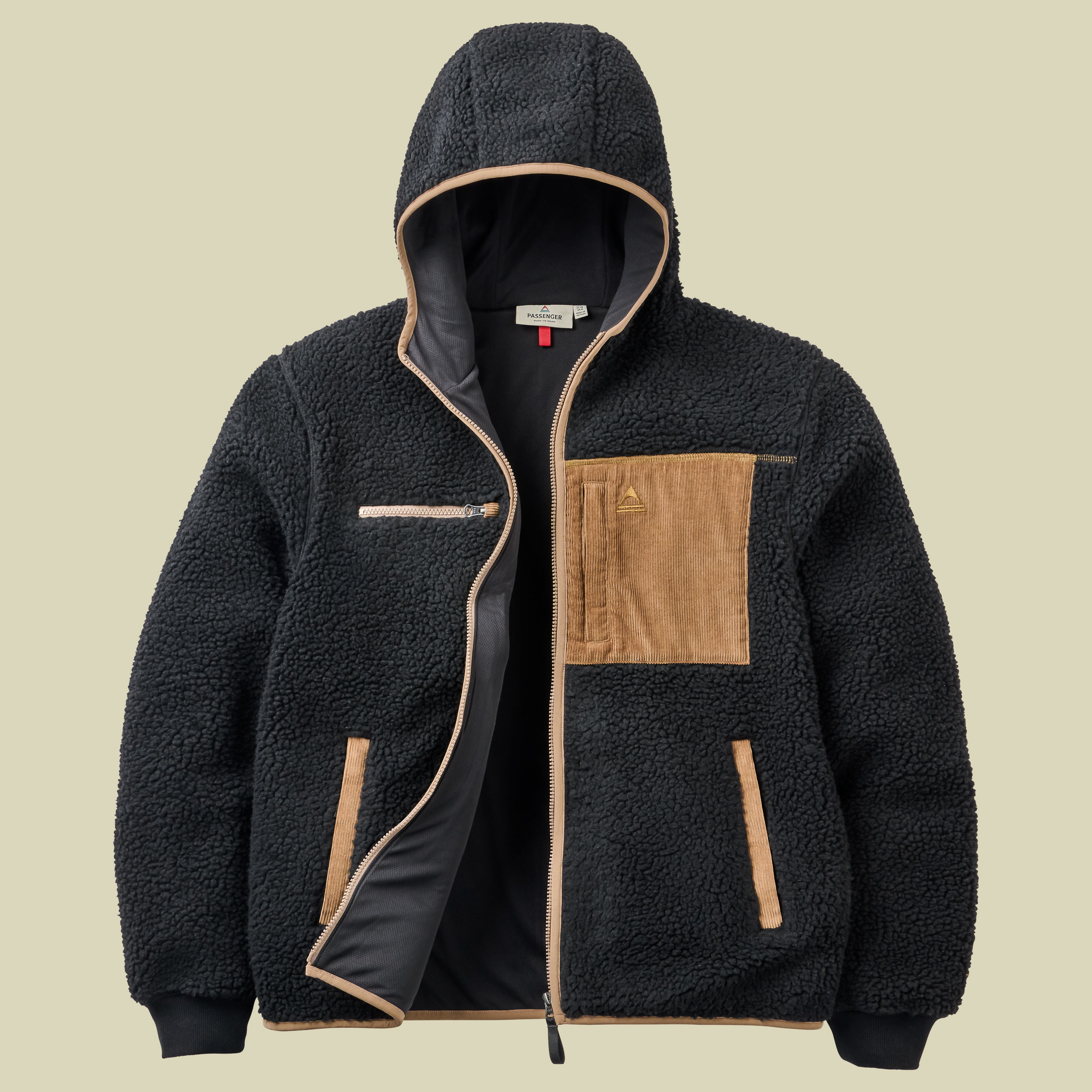 Trekker Hooded Deep Pile Sherpa Jacket Men S Black