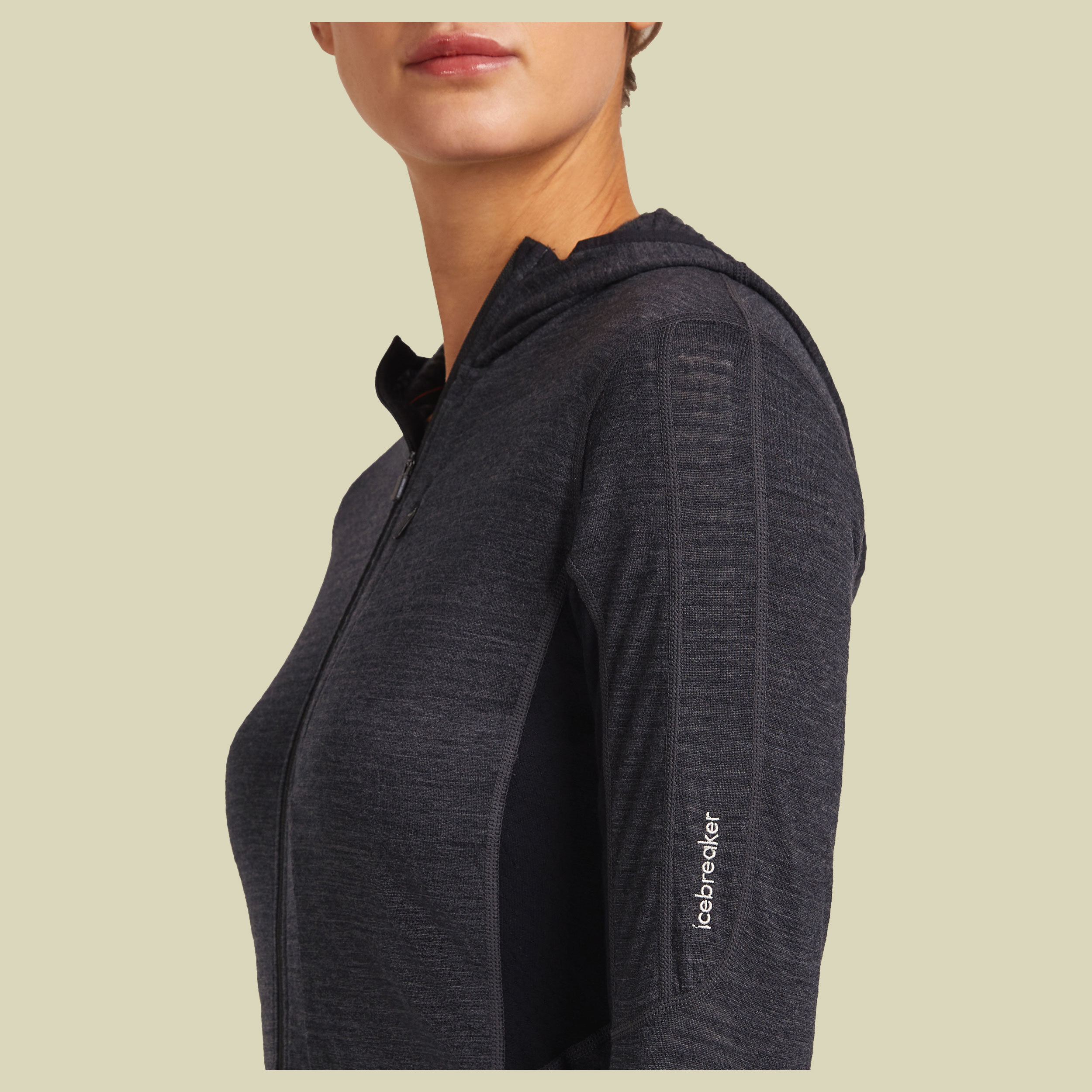 Merino 200 Realfleece Descender LS Zip Hoodie Women XL grau - jet heather/black/cb