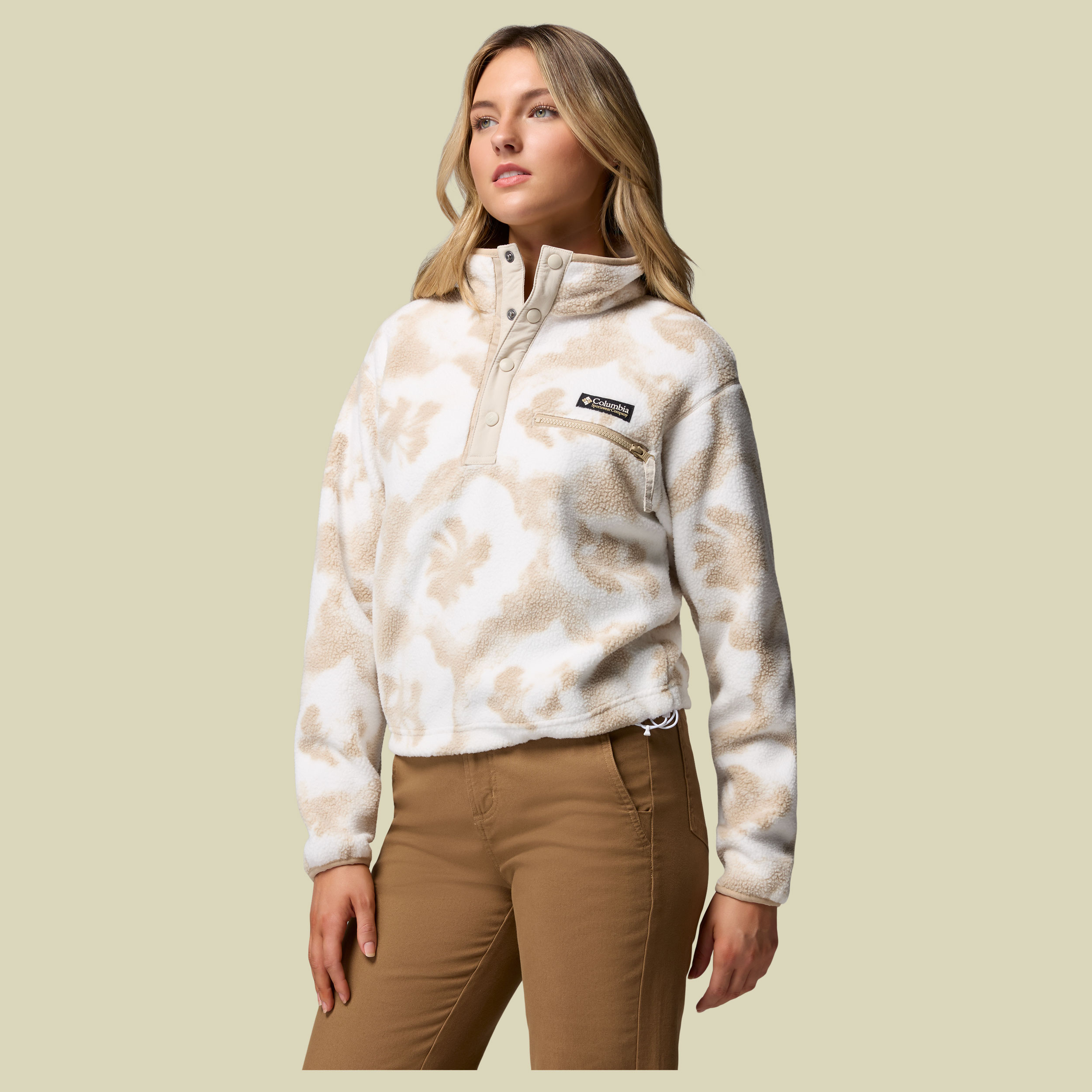 Helvetia II Printed Cropped Half Snap Women XS mehrfarbig beige - sea salt,spray