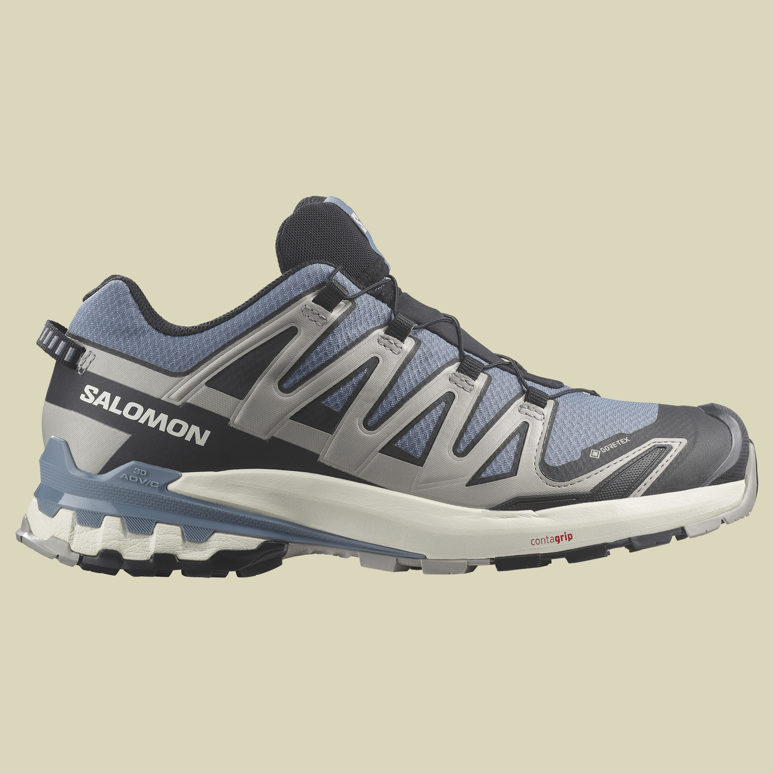 XA PRO 3D V9 GTX Men Größe UK 10,5 Farbe flint stone/black/ghost gray