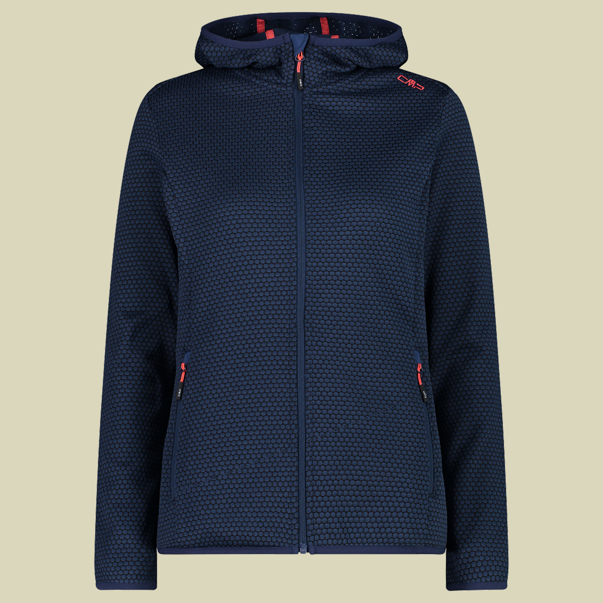 Woman Jacket Fix Hood Jacquard Knitted 32H5596 Größe 38 Farbe M926 blue