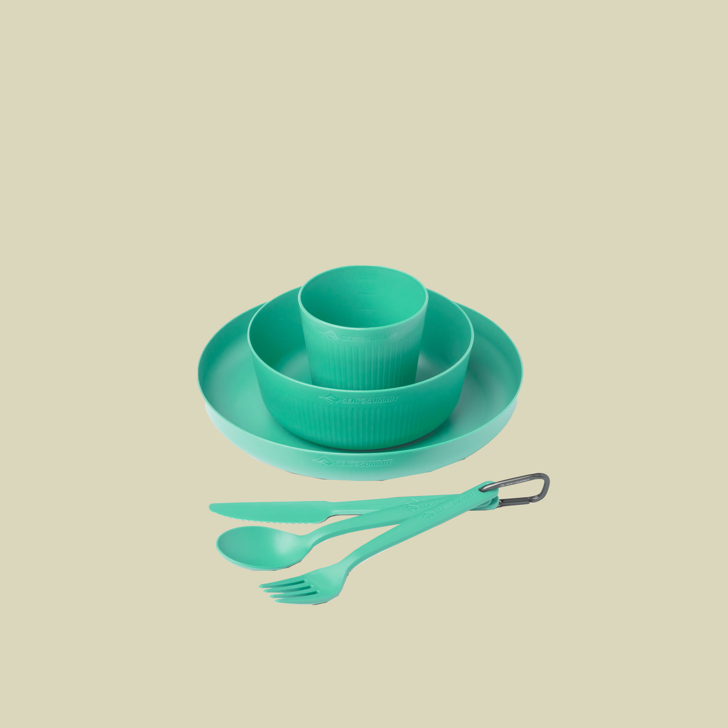 Camp Dinnerware Set w/Mesh Sack (6-teilig) grün