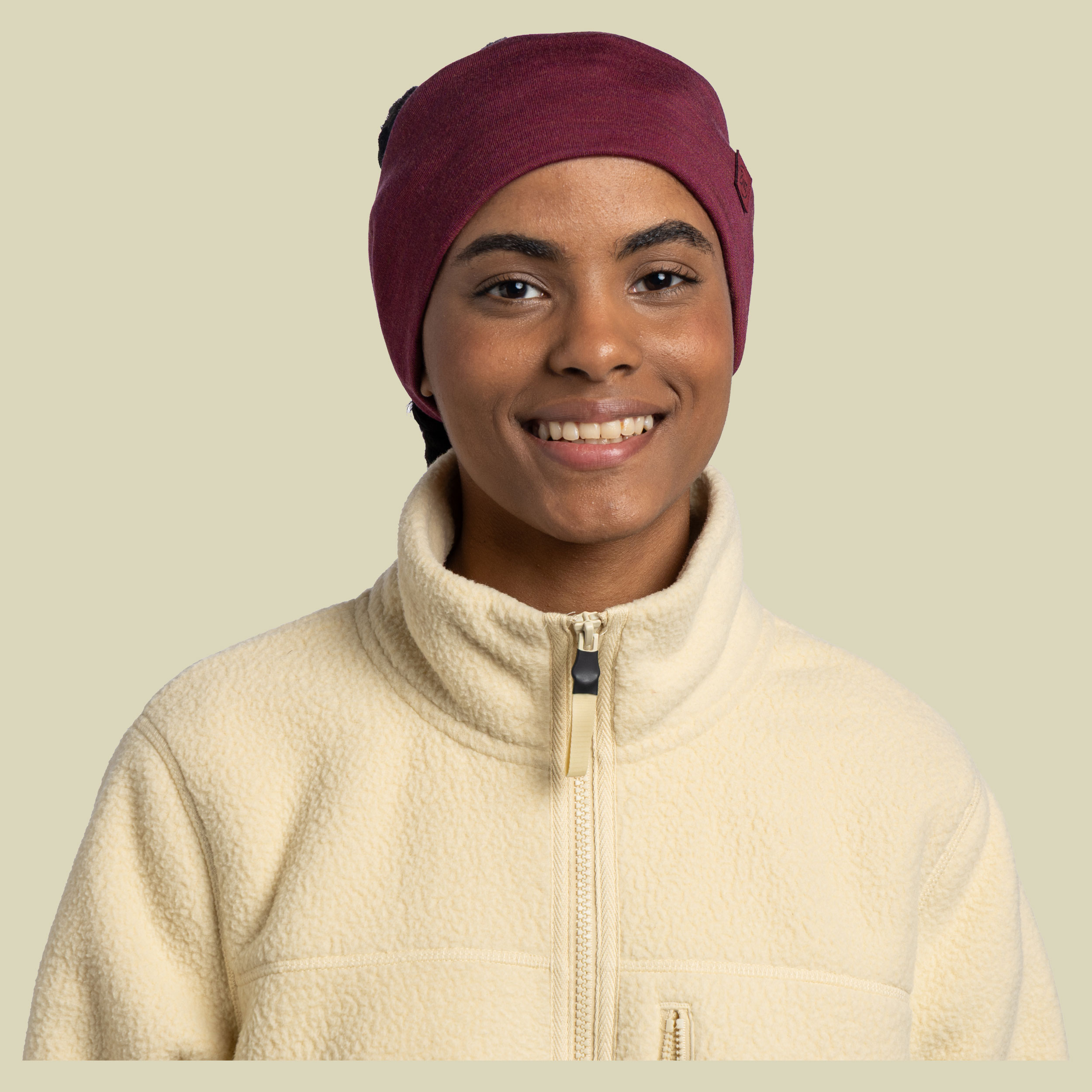 Merino Wide Headband rot one size - solid tibetan red