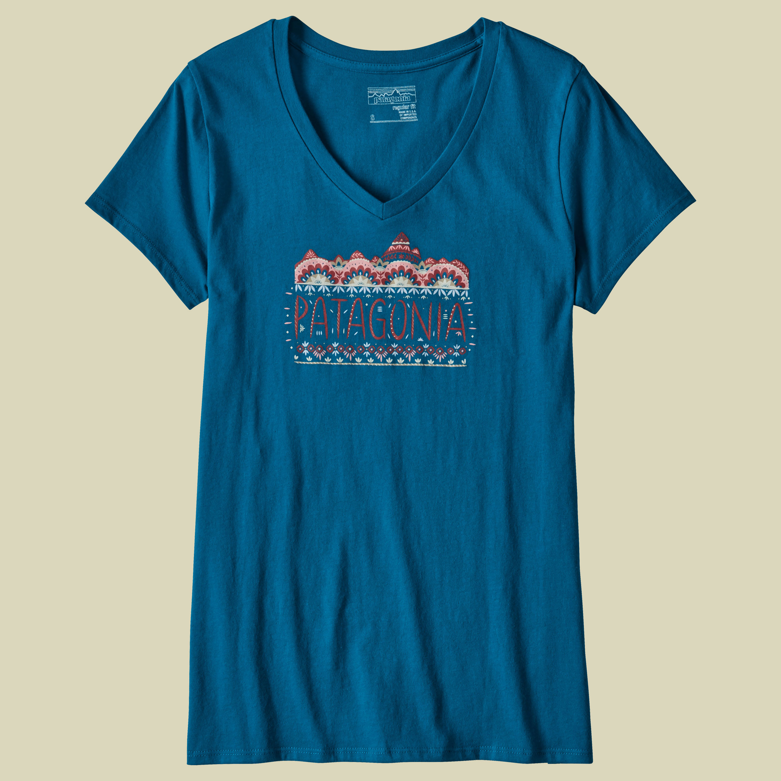 Femme Fitz Roy Cotton V-Neck T-Shirt Women  Größe S Farbe big sur blue