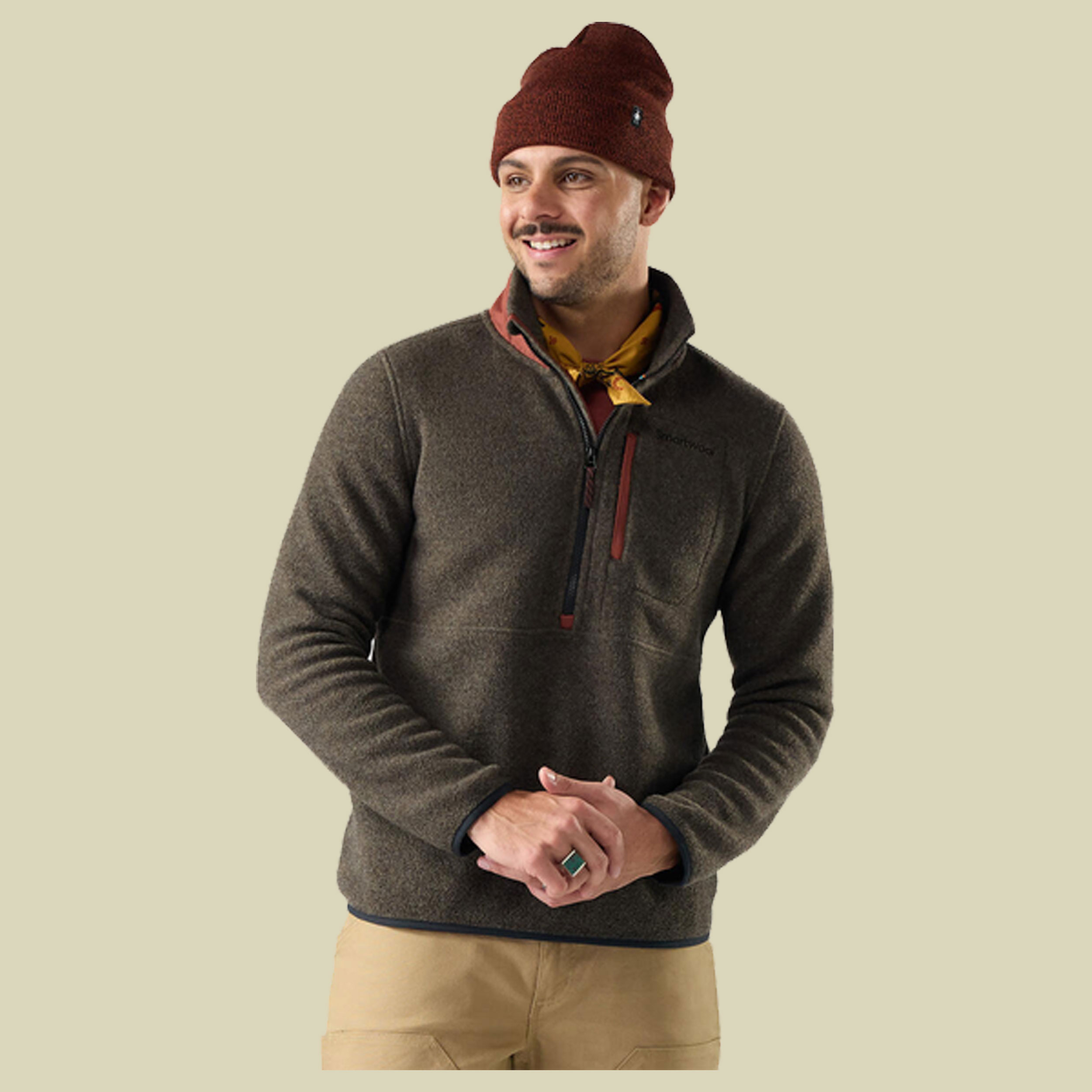 Second Cut Fleece 1/2 Zip Men XXL grau1 - burnt siena