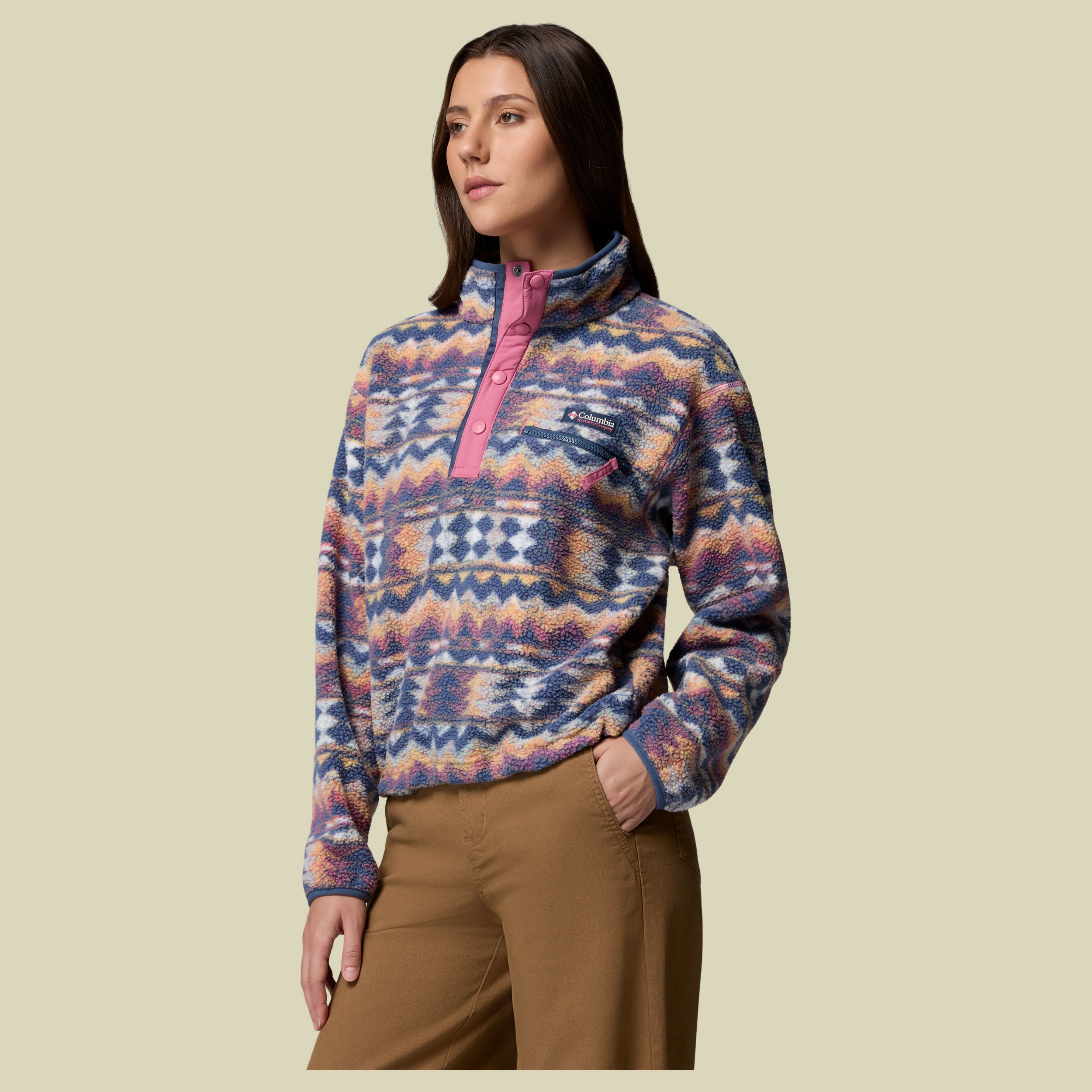 Helvetia II Printed Cropped Half Snap Women XS mehrfarbig pink - sea salt,retrotree