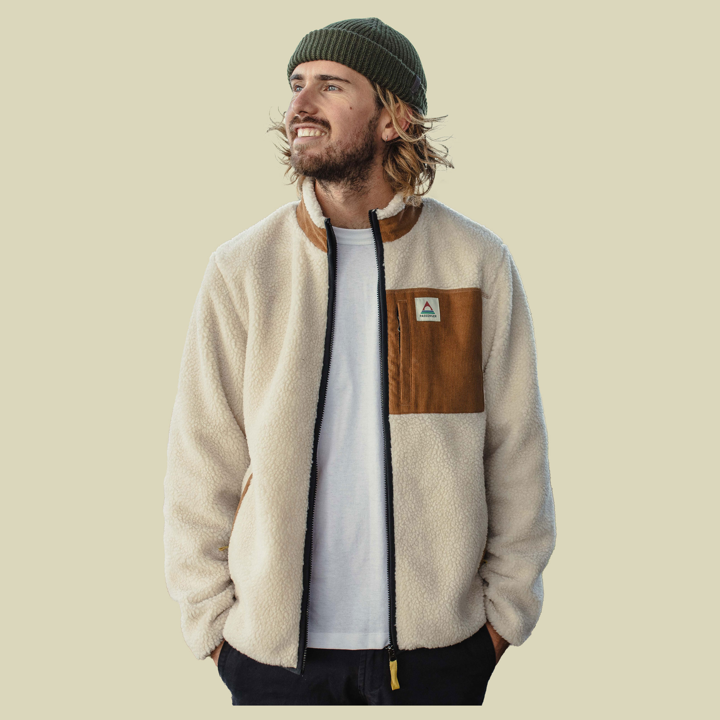 Trekker Recycled Deep-Pile Sherpa Fleece Men XL weiß - warm ivory