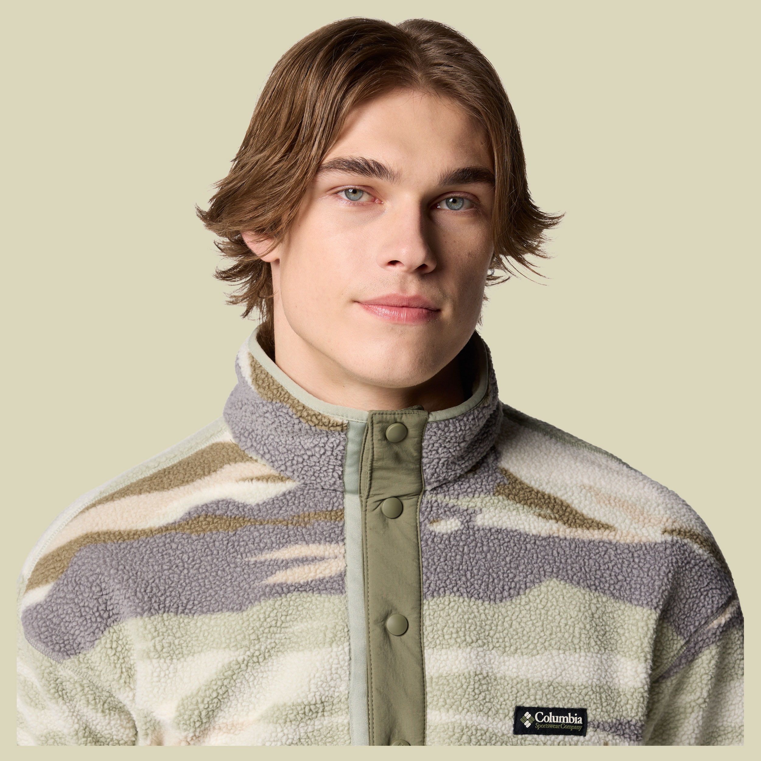 Helvetia II Printed Half Snap Fleece Men L grün - safari rouge valley